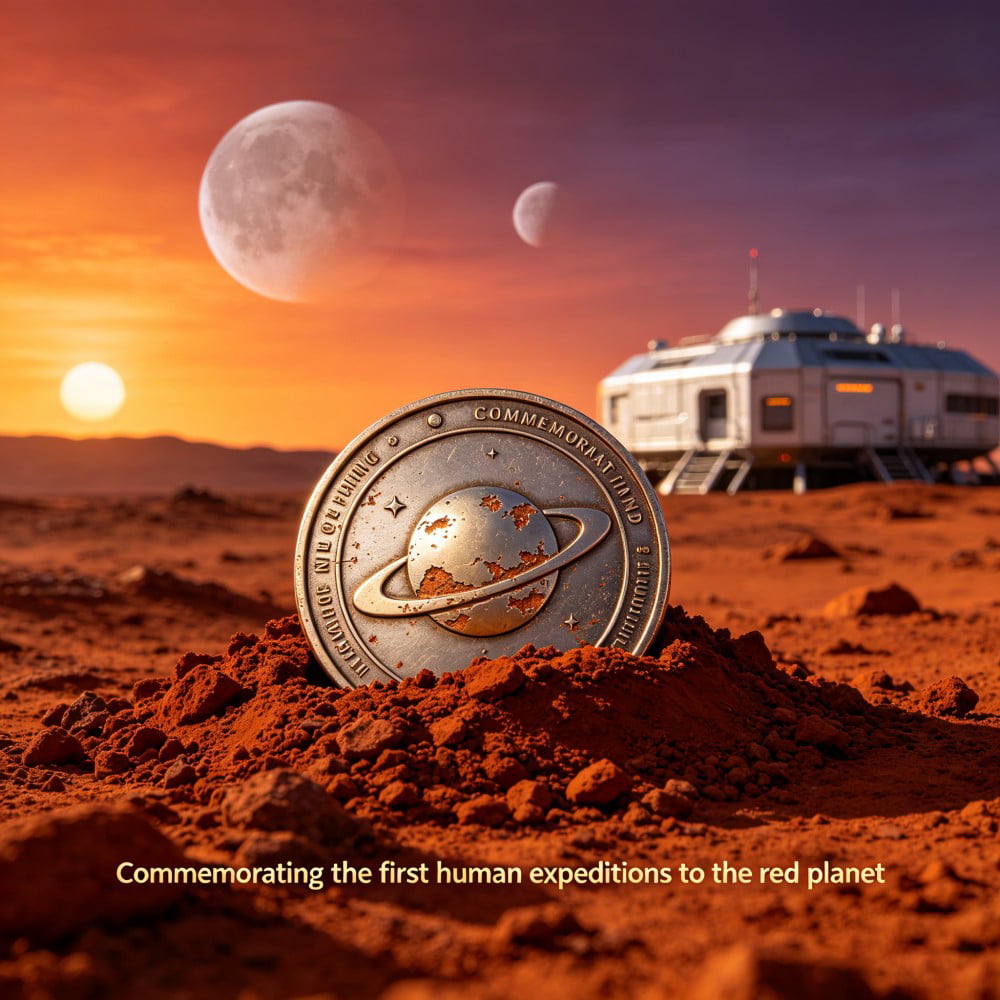 Custom Metal Coin Mars Exploration Commemorative Medallion Antique Bronze Plated Space Theme Collectible Souvenir OEM ODM AWELLS