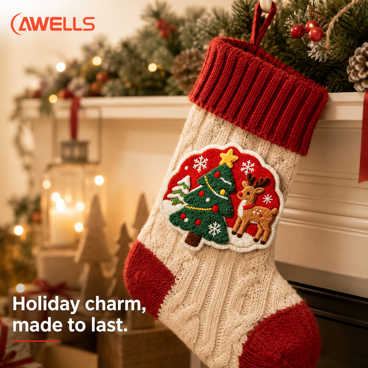 Pasadyang Christmas Chenille Patch para sa Sweater, Pananamit ng Pasko na may plush na texture at nakasulat na detalye, OEM ODM AWELLS