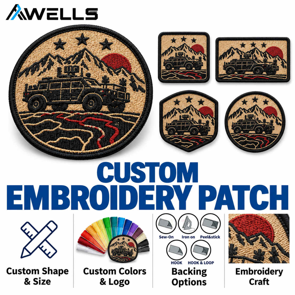 Personalized Off-Road Embroidered Patch for Backpacks, Adventure