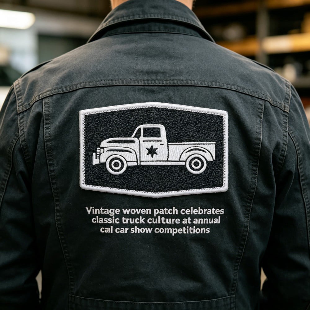 Custom Vintage Truck Woven Patch for Jackets, Workwear, Car Club Apparel and Automotive Event Merchandise OEM ODM AWELLS