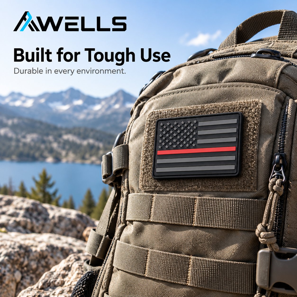 Custom Black American Flag PVC Patch with Red Stripe for Jackets Uniforms Bags and Outdoor Gear Branding AWELLS