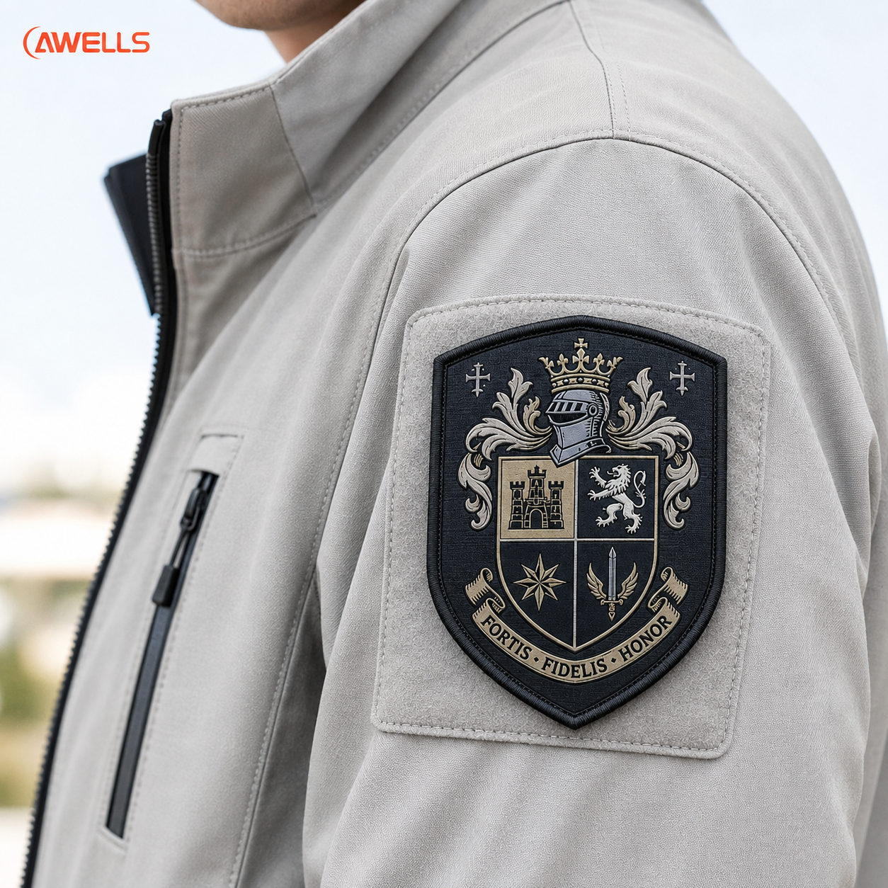 Patch bissi ħeraldiku personalizzat b’iskud u kresta dettaljati ħafna għall-uniformi, il-ġubbiet, iż-żijda u l-identità tal-klabb AWELLS
