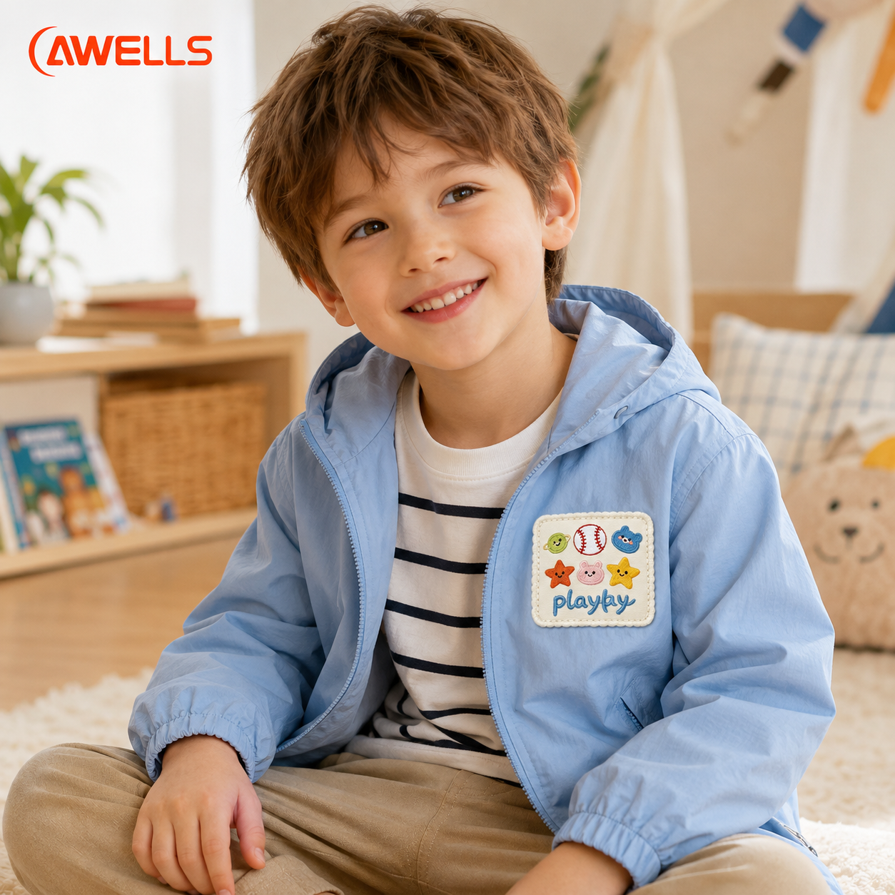 Custom Embroidery Patch for Kids Baseball Caps Cute Cartoon Logo Badge with High-Density Stitching OEM ODM AWELLS