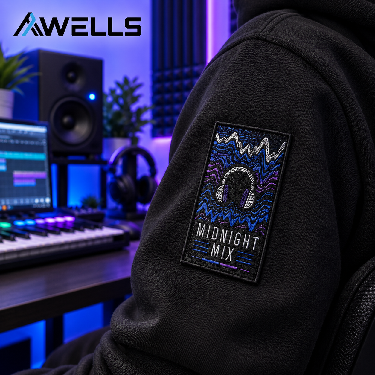 Custom Woven Patch for Music Brands DJ Merchandise Audio Studios and Streetwear Apparel AWELLS