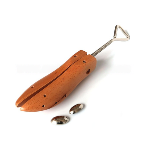High quality well sold metal bunion plugs 1 way flat heel boot wooden shoe expander varnished beech wood shoe stretcher SS01H