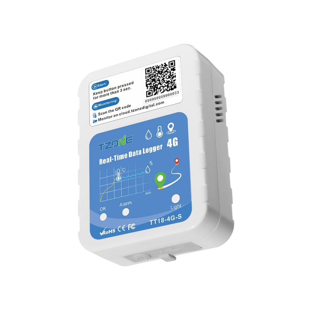 TZONE 4G Real Time Temperature Humidity Data Logger GPS GSM Tracker With Real-time Tracking