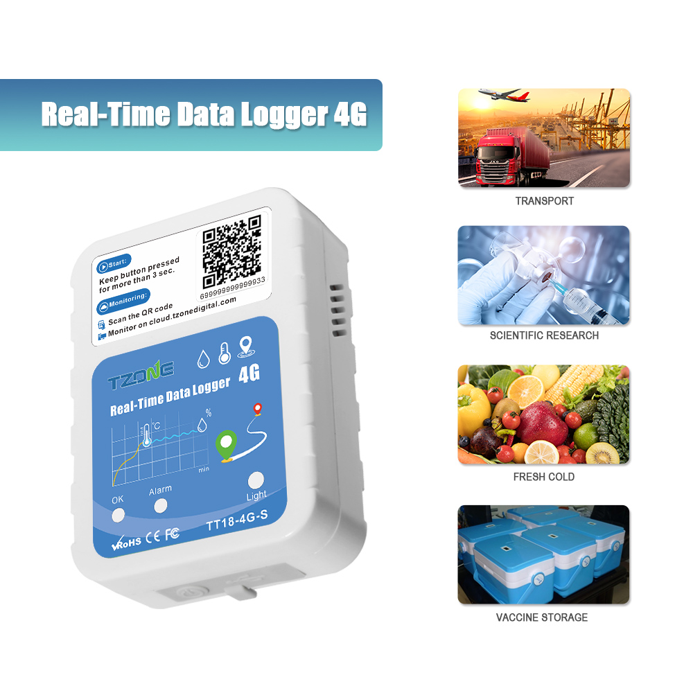 Tzone - 4G Real-Time Temperature and Humidity Data Logger | GPS GSM Tracker