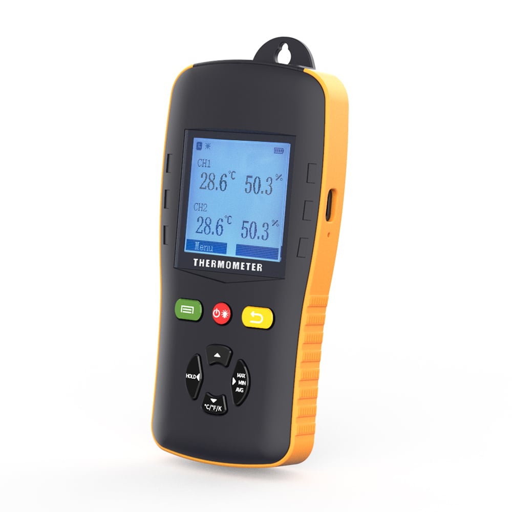 Factory sale digital dual channel thermometer and hygrometer with SHT45 sensor probes for industrial application