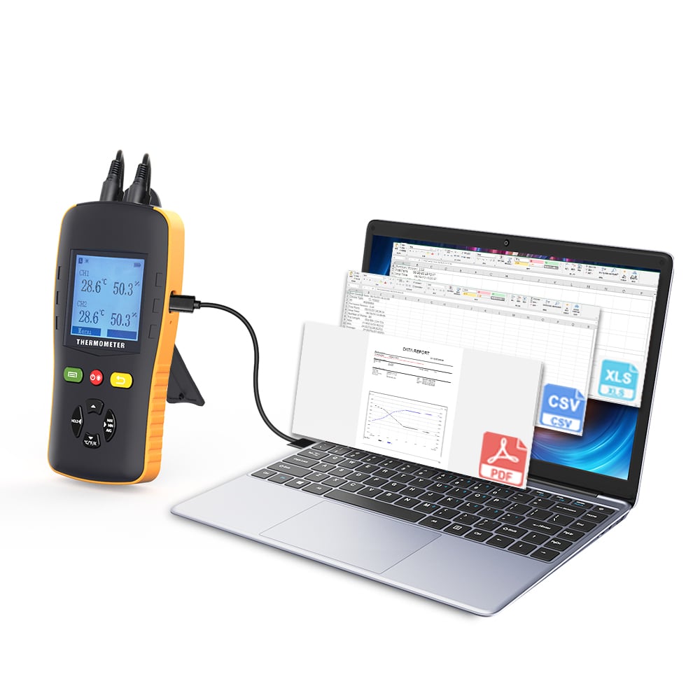 Factory sale digital dual channel thermometer and hygrometer with SHT45 sensor probes for industrial application