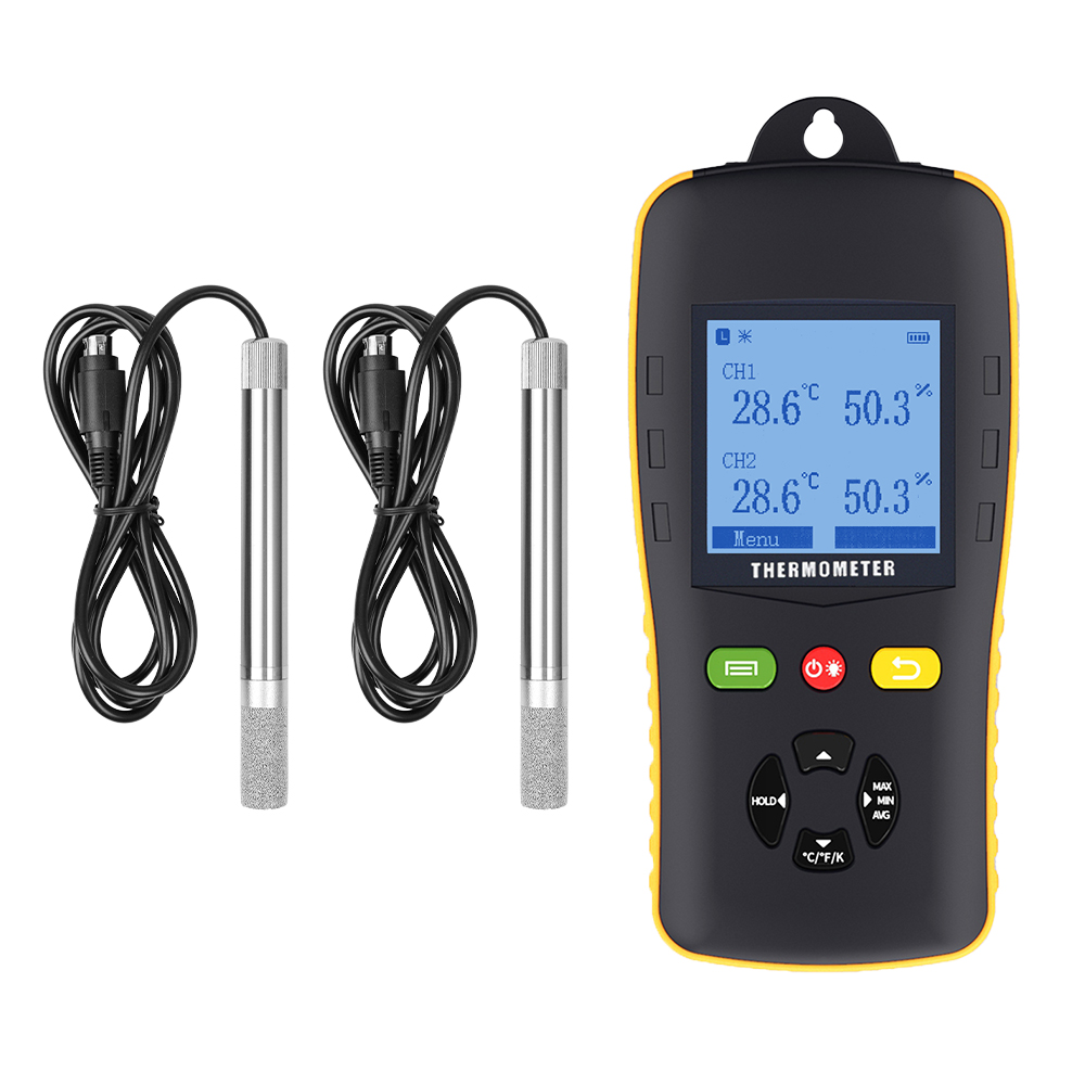 Factory sale digital dual channel thermometer and hygrometer with SHT45 sensor probes for industrial application