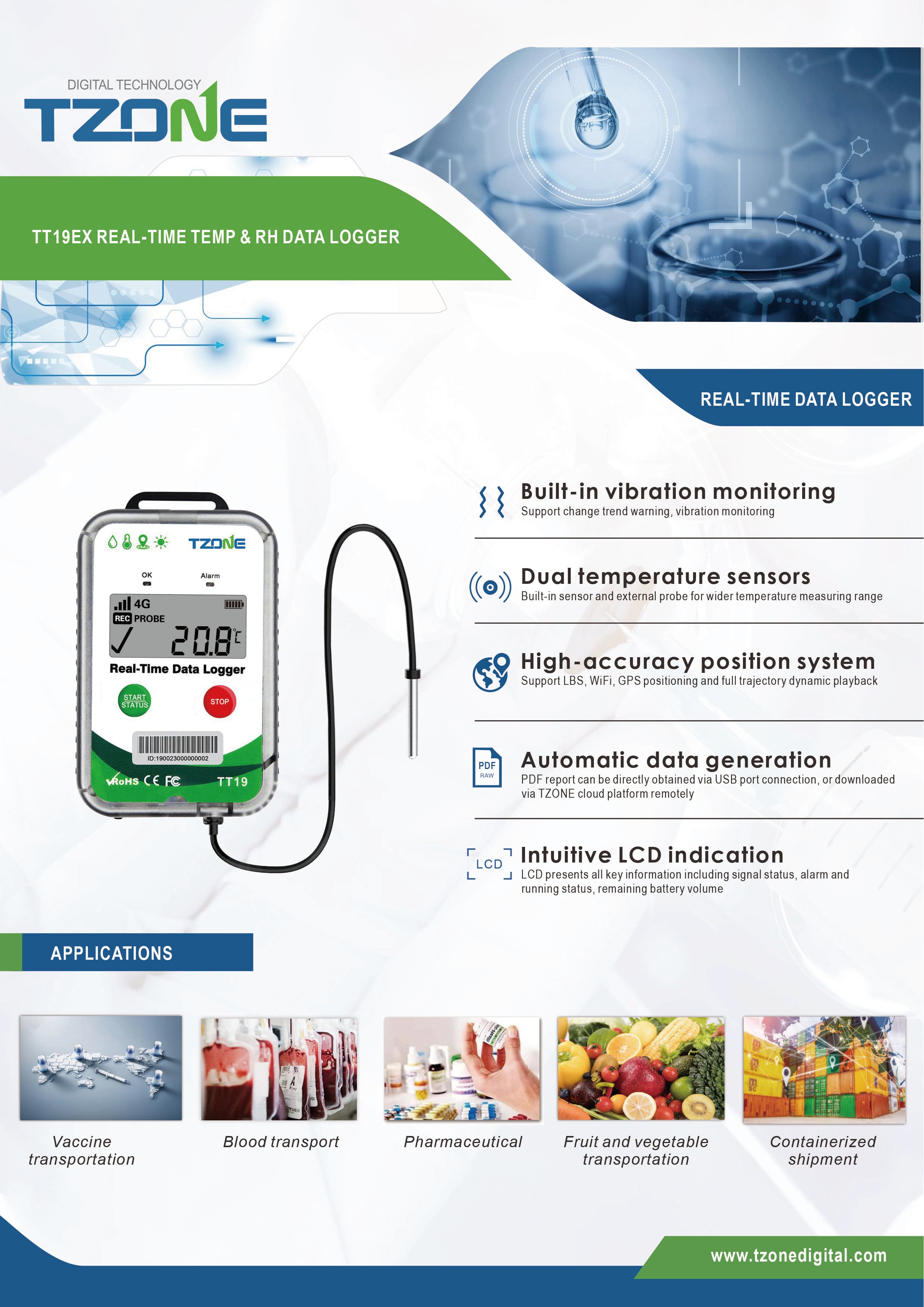 Real-Time WIFI GPS 4G Data Logger Multifunctional Cold Chain Truck Transportation Temperature Humidity Data Logger factory