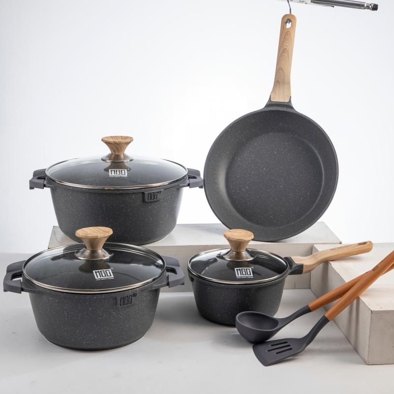 Conjunto de Utensílios de Cozinha Antiaderente MGC Russo de 13 Peças | Revestimento Antiaderente Saudável, Cozinha Completa e Econômica para Famílias Globais