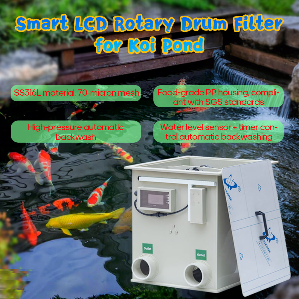 新着商品-LCD画面付きドラムフィルター 錦鯉の池用
