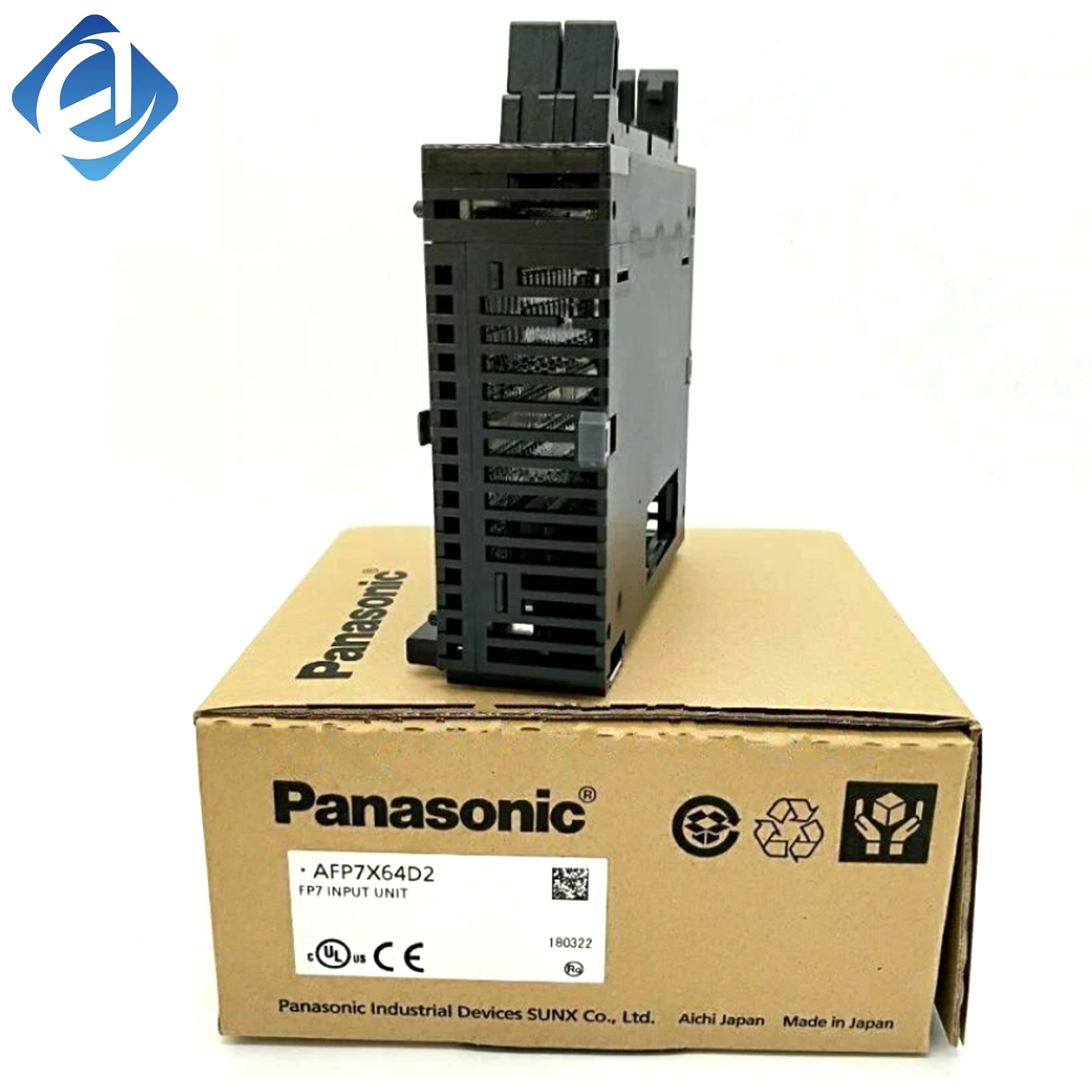 New Original AFP7X64D2 Panasonic FP7 series digital input module, used for collecting switching signal input of sensors, buttons and limit switches in industrial PLC automation control system.