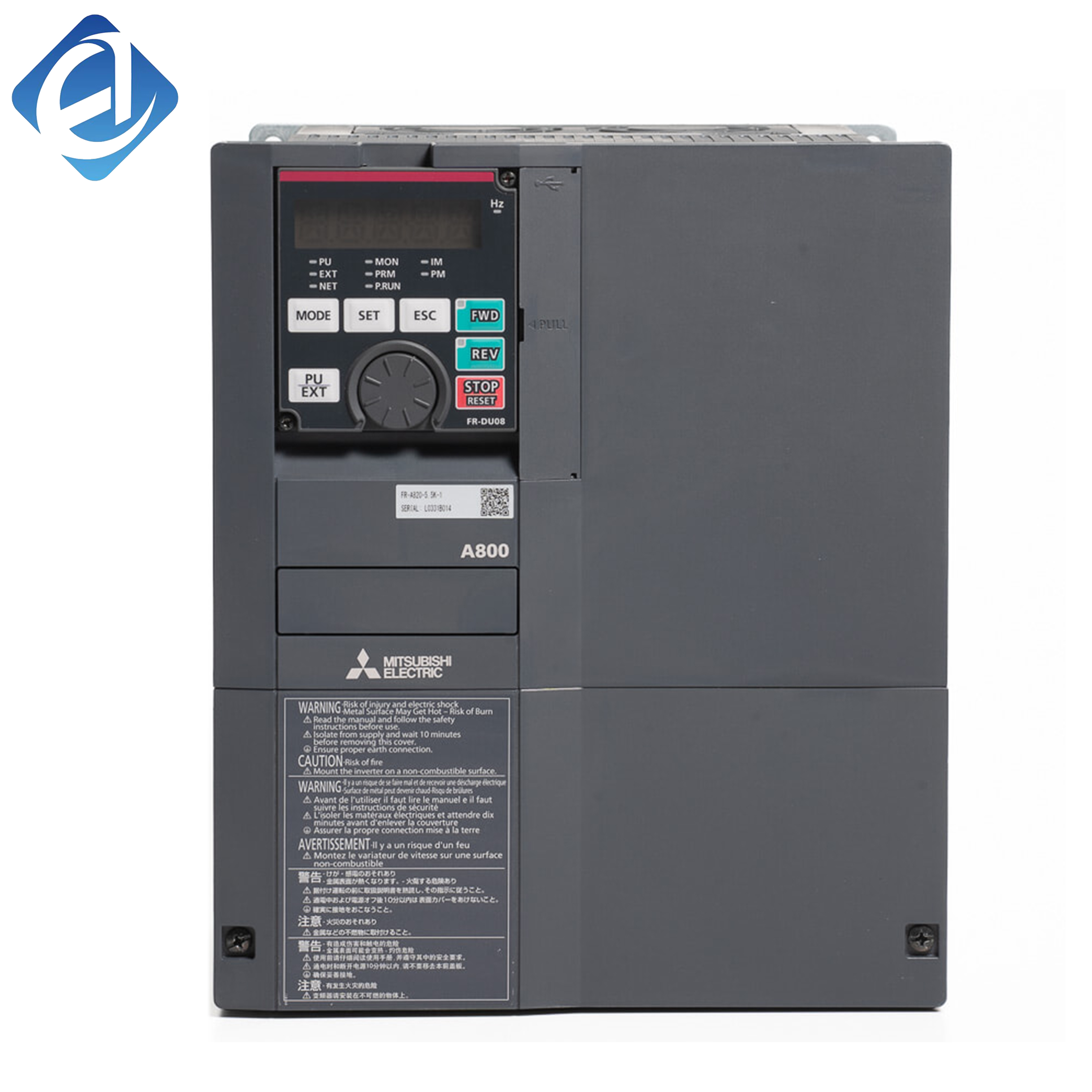 New Original FR-A820-5.5K-1 FR-A800 series high-performance inverter, 5.5kW power rating for three-phase motor speed regulation. With energy-saving control, overload protection and strong anti-interference ability