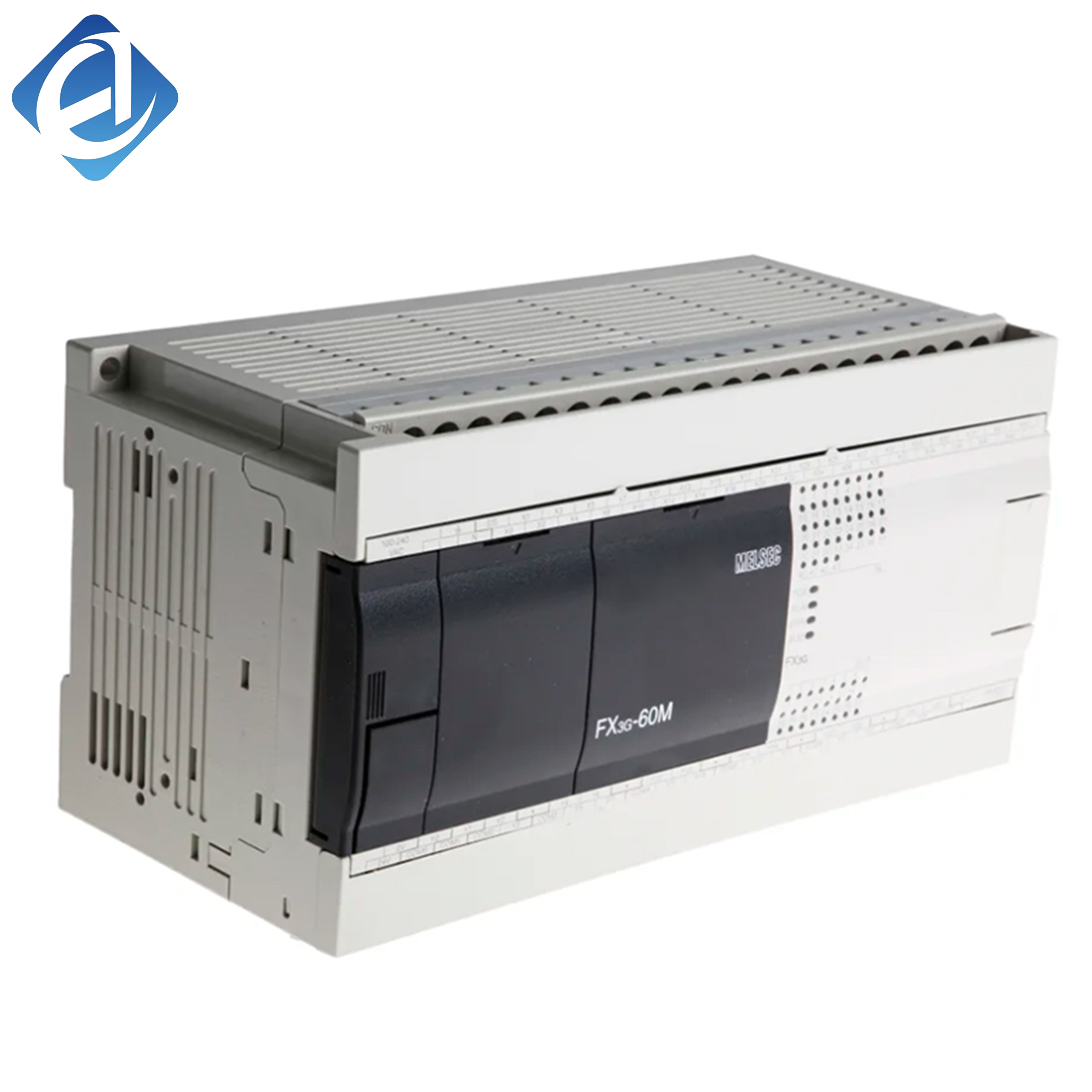 وحدة تحكم منطقية قابلة للبرمجة (PLC) مدمجة أصلية جديدة من سلسلة FX3G-60MR/ES-A، بـ 36 مدخلًا و24 مخرجًا من نوع الريلاي، ومزودة بوظائف تحليلية وتواصل مدمجة، وتُستخدم على نطاق واسع في أنظمة التحكم بالأتمتة الصناعية الصغيرة النطاق.