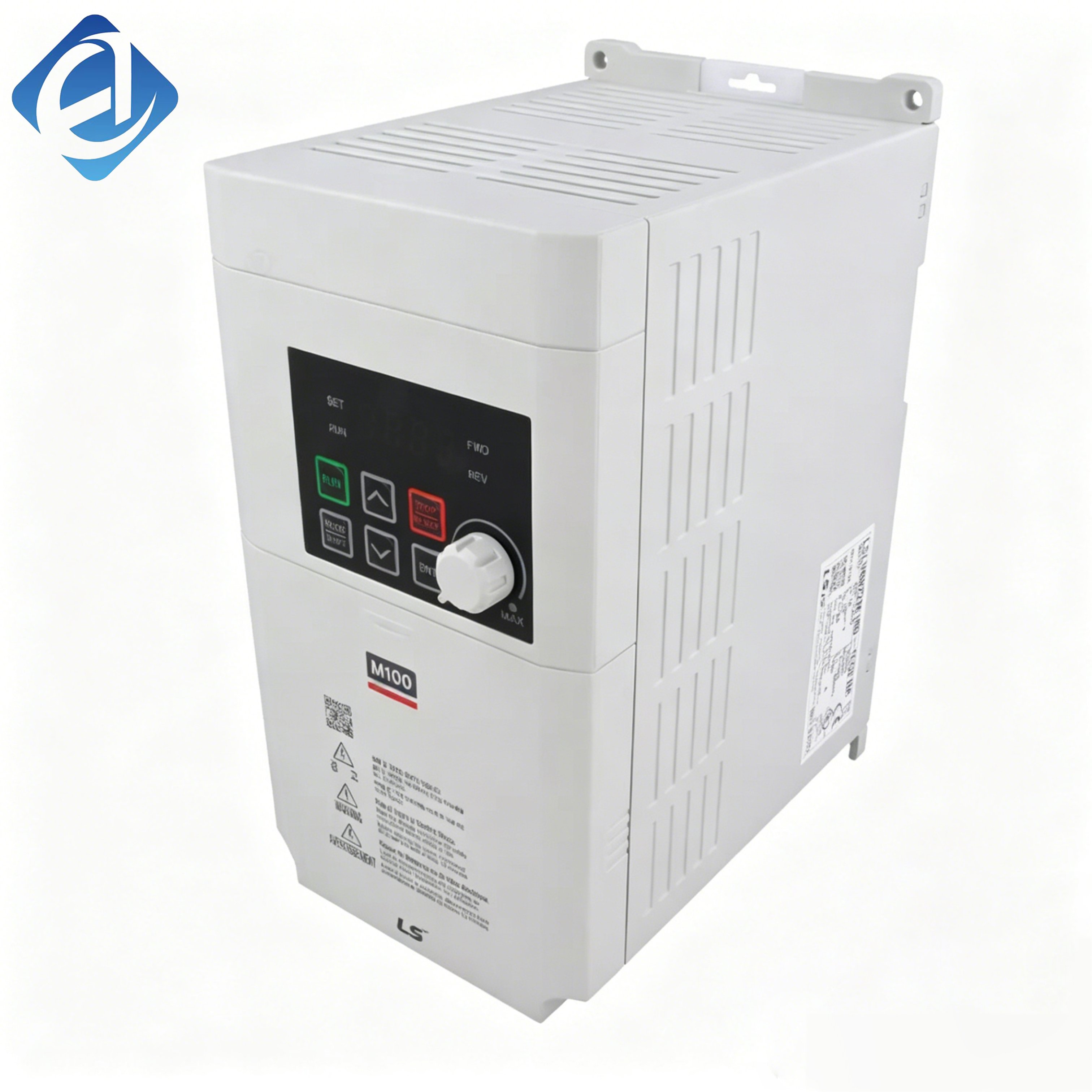 Brand New Original LSLV0022M100-1EOFAN M100 series 2.2kW single-phase 220V compact inverter. Features V/F control, high starting torque, and multi-protection functions. Compact design, easy operation, ideal for fans, pumps