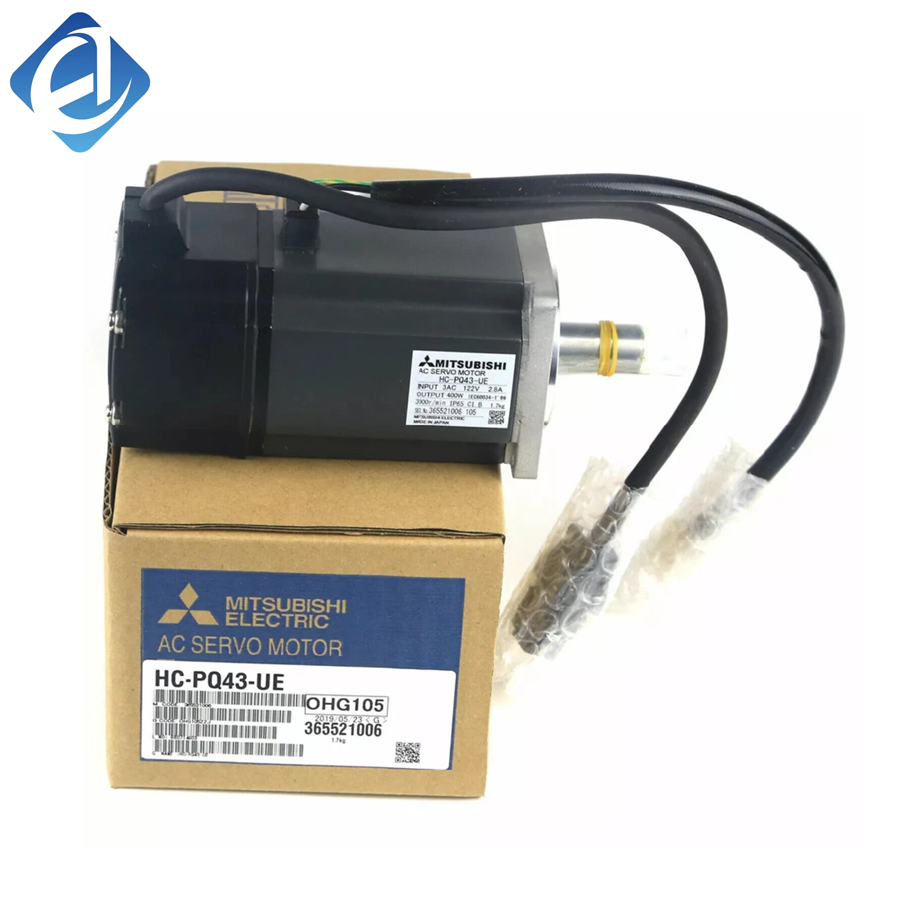 New Original HC-PQ43-UE HC-PQ series compact AC servo motor, 0.4kW rated power with high rigidity and stable output torque. It features precise positioning and low noise operation, specially designed for special environmental scenarios