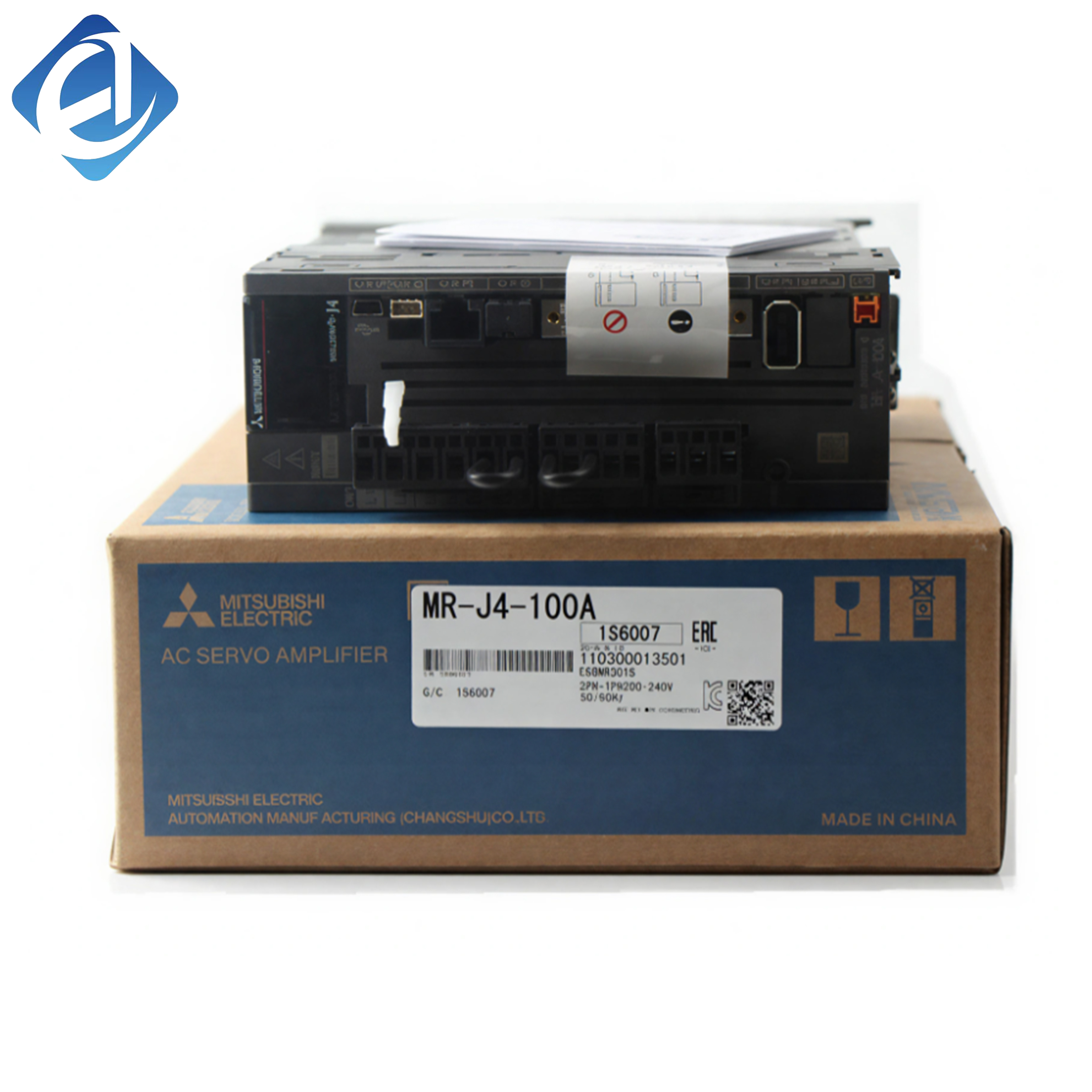 New Original MR-J4-100A Mitsubishi MR-J4 series 1kW servo drive amplifier. It supports high-precision position, speed and torque control with ultra-fast response and low vibration operation. Equipped with advanced auto-tuning