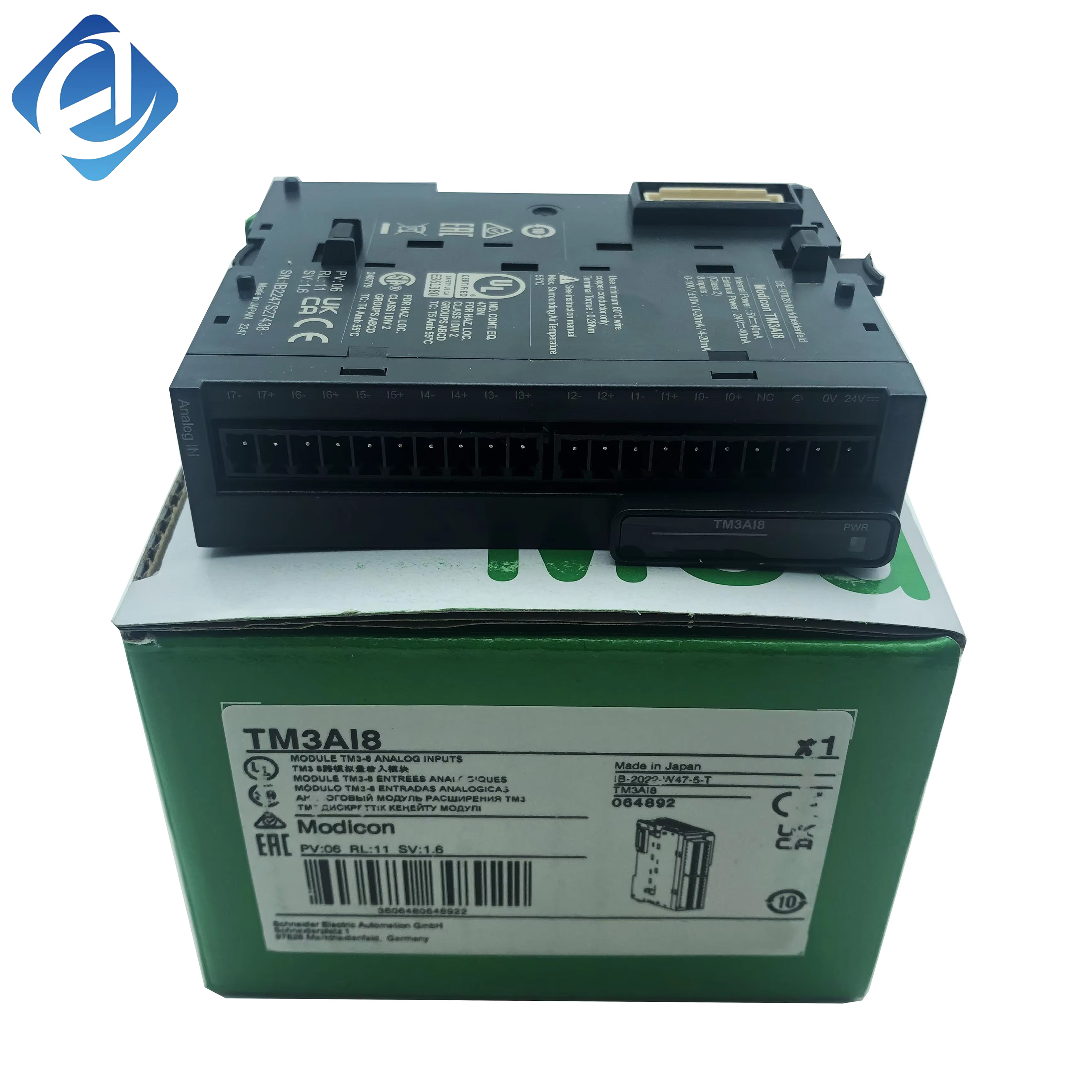 New Original TM3AI8 Modicon TM3 series analog input expansion module. 8-channel analog signal collection, high precision and strong anti-interference performance. Compact size and easy installation, perfectly compatible 