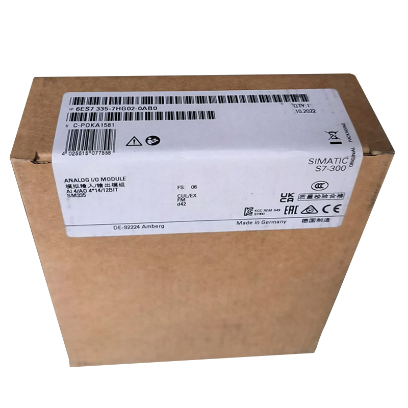 وحدة إدخال/إخراج تناظرية أصلية جديدة من طراز 6ES7 335-7HG02-0AB0 و6ES7335-7HG02-0AB0 لسلسلة Siemens SIMATIC S7-300. وتتميز هذه الوحدة بمعالجة إشارات دقيقة جدًا، ومدخلات/مخرجات معزولة، وتصميم مقاوم للتداخل، وأداء مستقر.