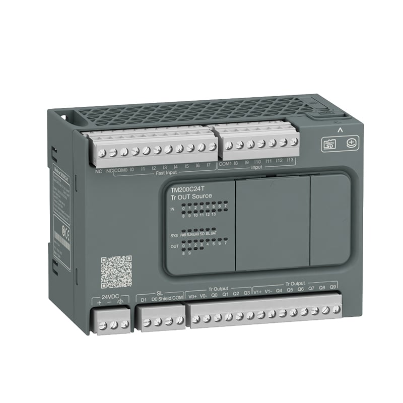 New Original TM200C24T Modicon TM200 PLC. 24-point transistor output, stable logic control, rich communication interfaces, compact and durable, suitable for small equipment, conveyor lines and simple industrial automatic logic control.
