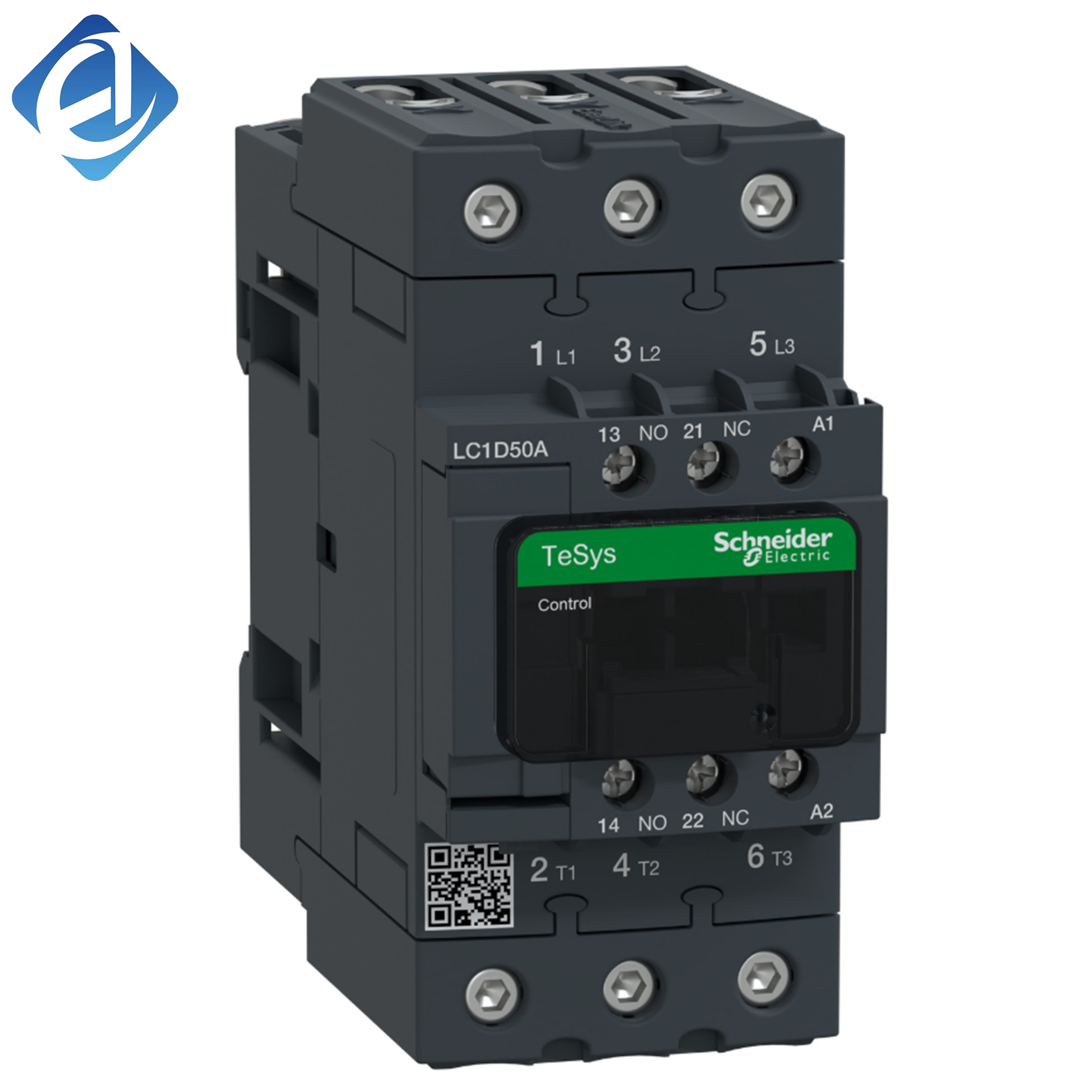 New Original LC1D50AM7C TeSys D series AC contactor, 50A rated, 3-pole main circuit, 220V AC coil, durable mechanical structure, widely used for motor switching, power distribution and industrial circuit control with reliable load protection