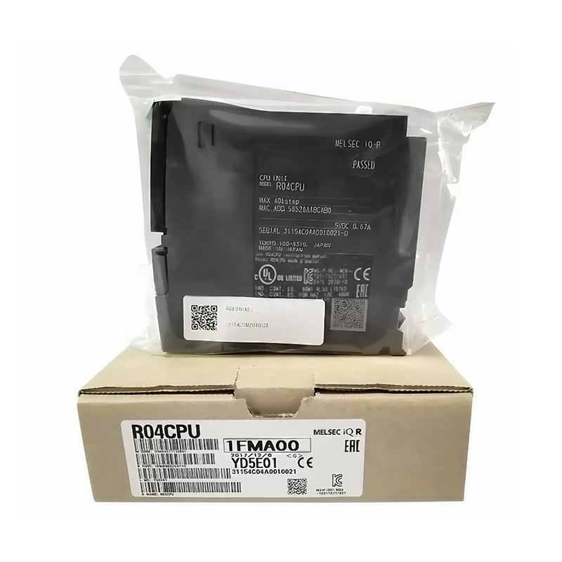 New Original R04CPU  iQ-R series basic CPU module with high-performance processing capability. It supports logic control, data processing and network communication for automation systems.