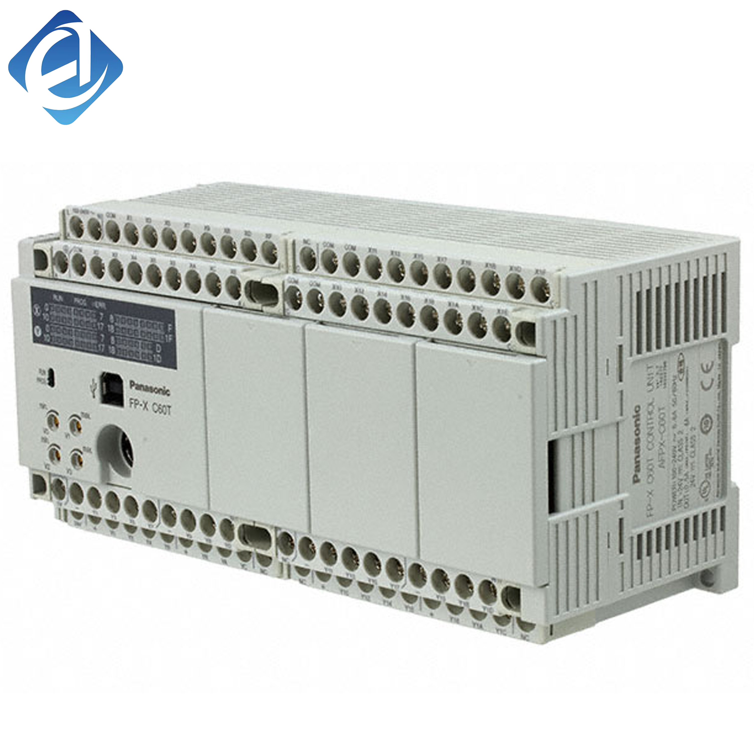 کنترلر PLC اصلی و جدید مدل AFPX-C60T از سری AFPX، عملکرد کنترلی قابل اعتماد و پایداری عالی در عملیات. برنامه‌نویسی ساده و اتصالات راحت. کاربرد در سیستم‌های خودکارسازی ماشین‌آلات و خطوط تولید.