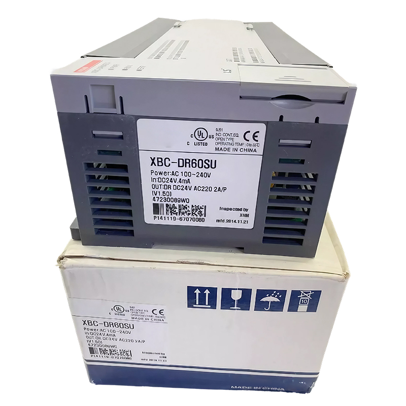 کنترلر PLC استاندارد سری XBC-DR60SU اصلی و جدید با نقاط ورودی/خروجی یکپارچه‌شده. این محصول از شمارش سریع و خروجی پالس پشتیبانی می‌کند و دارای خروجی رله قابل اعتماد و توانایی قوی در مقابله با تداخل‌های الکترومغناطیسی است.
