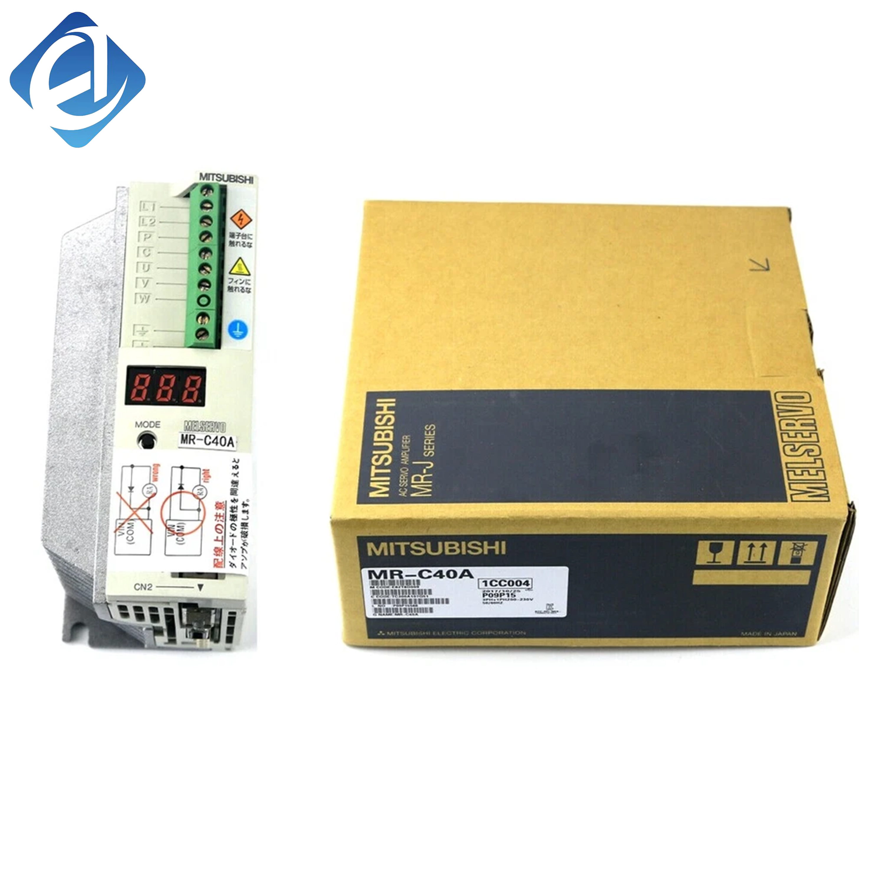 New Original MR-C40A Mitsubishi compact servo drive amplifier, featuring fast response, accurate position & speed control. Matches corresponding servo motors for automatic machinery and precision motion control applications.