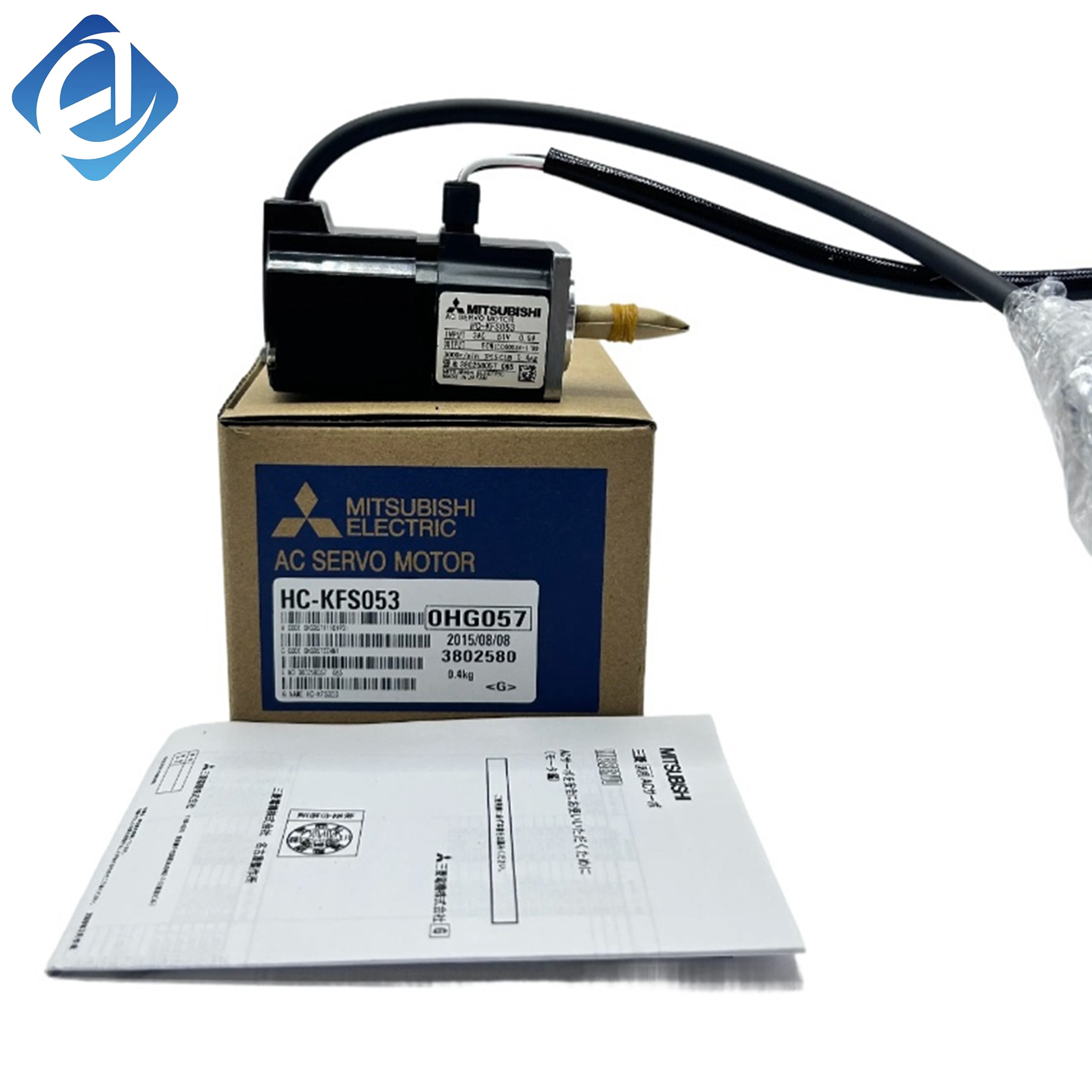 محرك تيار متناوب خدمي أصلي جديد من سلسلة HC-KFS053 HC‑KFS، منخفض العطالة، بقدرة اسميّة تبلغ ٥٠ واط، وبسرعة اسميّة تبلغ ٣٠٠٠ دورة في الدقيقة، ومزوَّد بمُشفِّر عالي الدقة بـ ١٧ بت، ومتوافق مع محركات التحكم الخدمي MR‑J2S‑10A