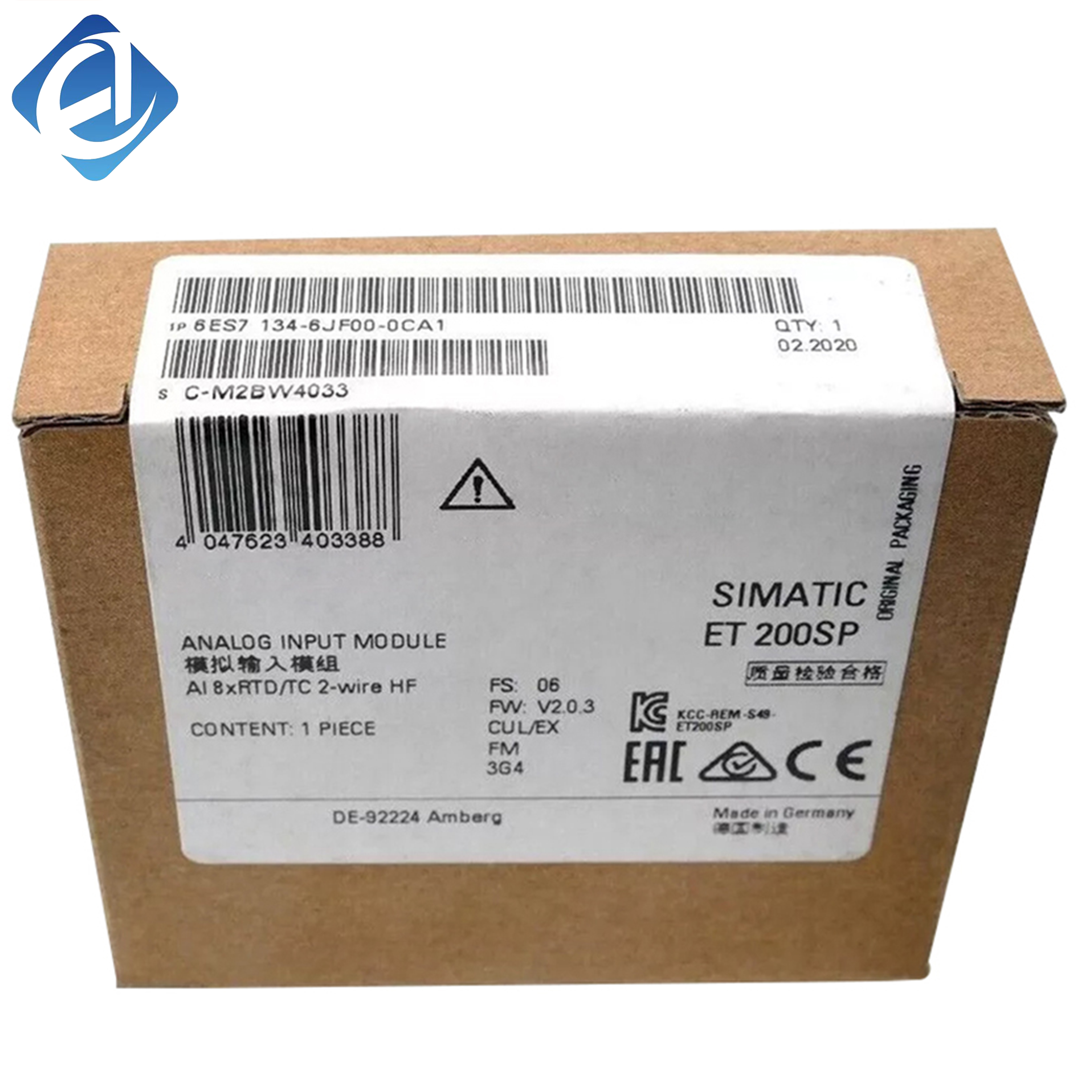 New Original 6ES7 134-6JF00-0CA1 6ES7134-6JF00-0CA1 ET200SP analog input module. High-precision analog signal acquisition, stable anti-interference transmission, convenient wiring installation,applied to industrial temperature, 