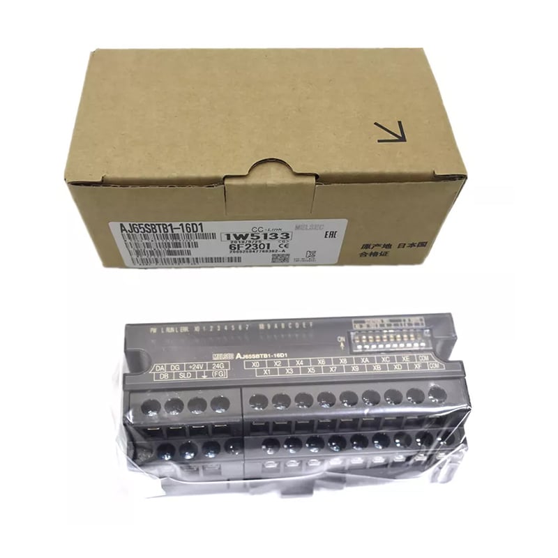 Új, eredeti AJ65SBTB1-16D1 típusú Mitsubishi CC-Link távoli digitális bemeneti modul, 16 ponthoz, 24 VDC szinkron/szinkron-nem szinkron bemenettel. 0,2 ms-os gyors válaszidejű és fénykapcsolós galvanikus leválasztás biztosítja a stabil jelek begyűjtését. Támogatja a terjesztett I/O bővítést