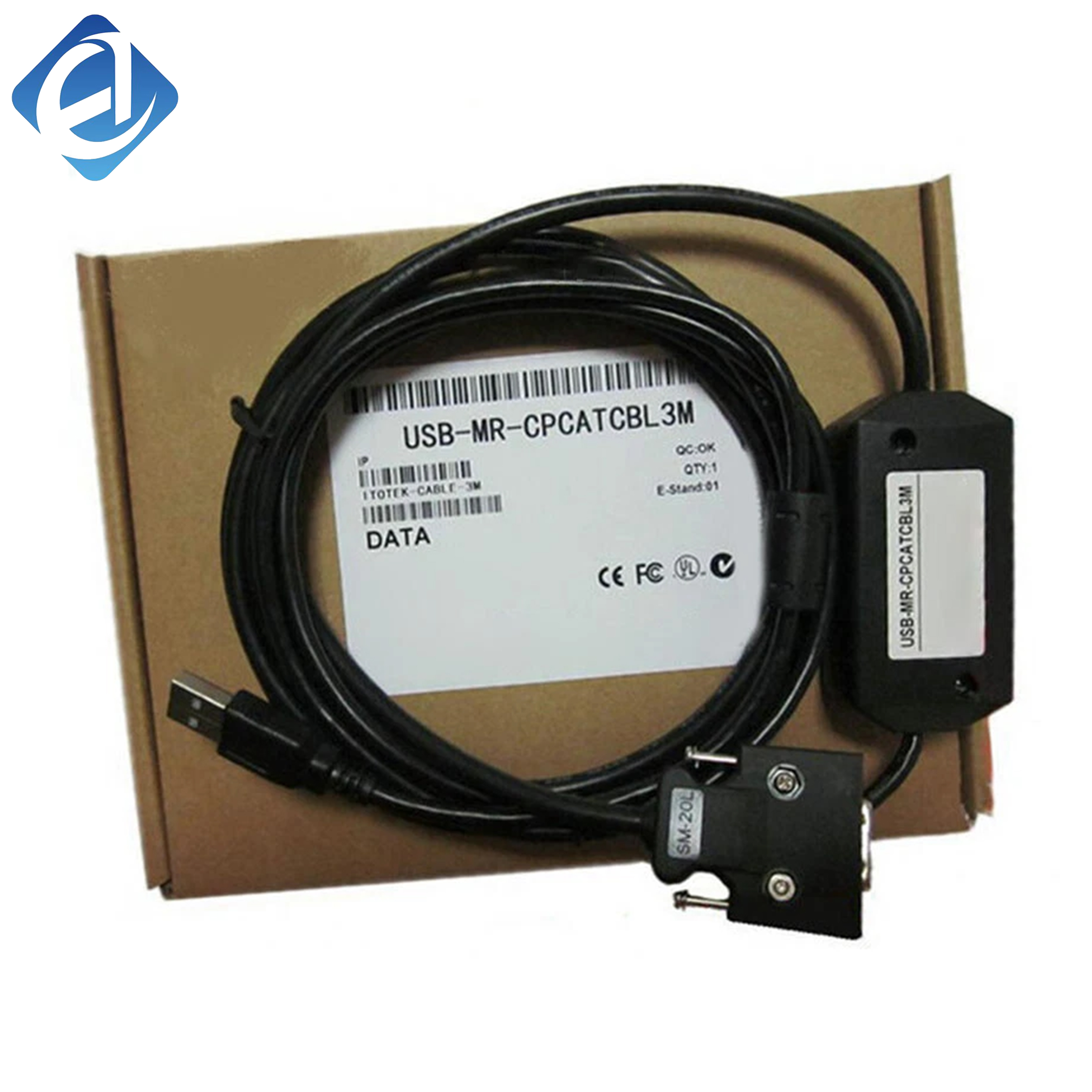 New Original USB-MR-CPCATCBL3M 3-meter USB programming cable for Mitsubishi MR servo series. Used for parameter setting, program upload and download, enabling communication between PC