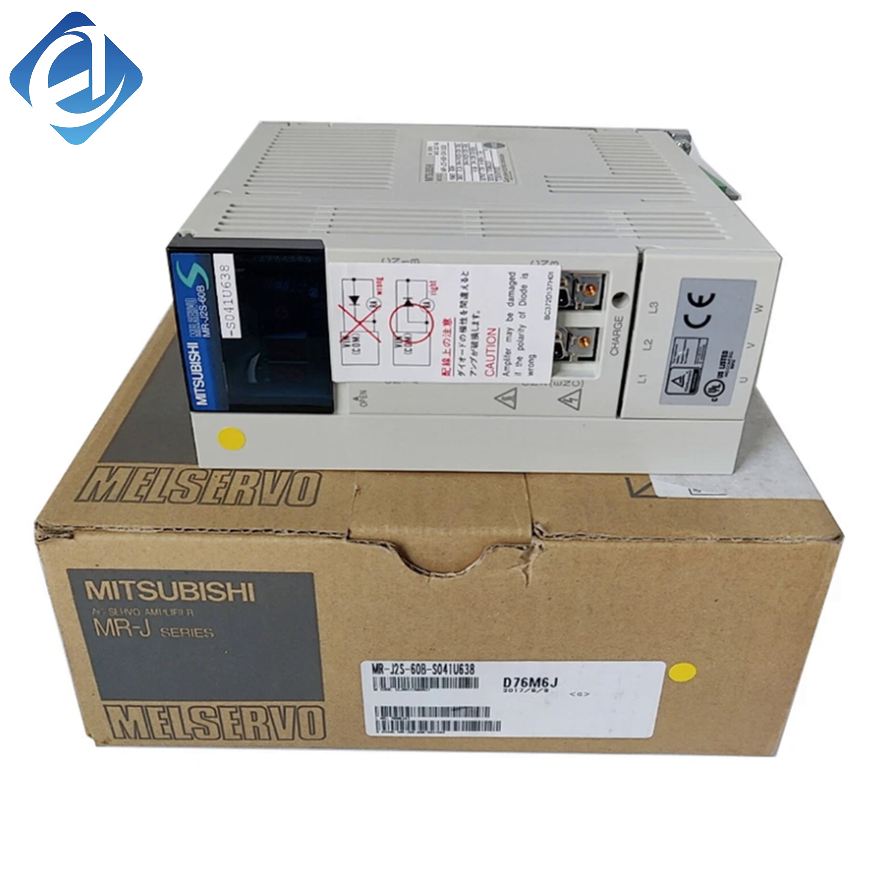 New Original MR-J2S-100B-S041U638 MELSERVO J2S series AC servo drive, 1kW rated power, 200-230V AC input, SSCNET communication, multi-protection functions. Supports position/speed/torque control, applied for industrial automation
