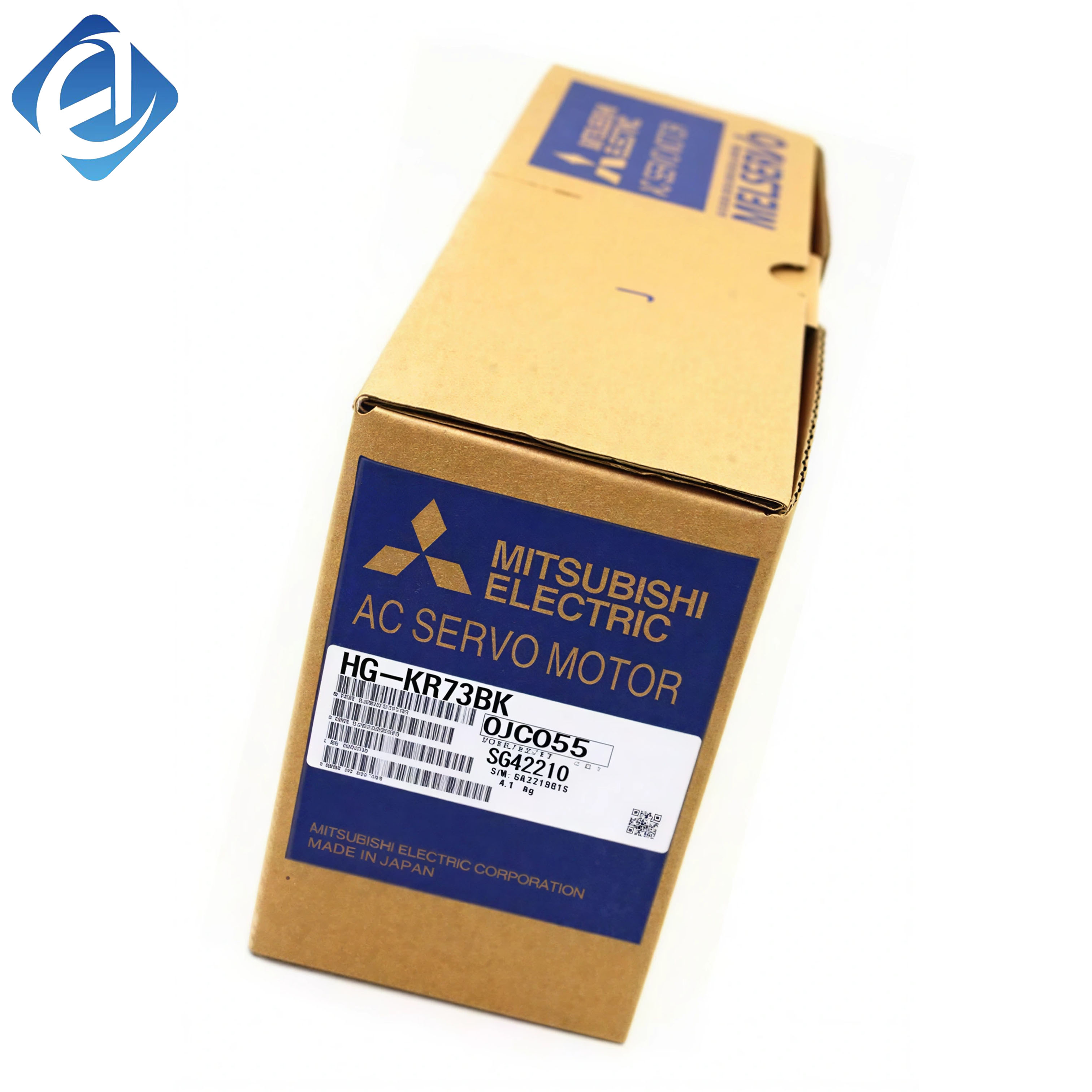محرك خدمة كبح أصلي جديد من طراز HG-KR73BK ينتمي إلى سلسلة HG-KR بقدرة ٧٥٠ واط. ويتميز هذا المحرك بدقة عالية، وعزم دوران منخفض، وتشغيل مستقر، وهيكل كبح مدمج. وهو متوافق تمامًا مع محركات التحكم في الحركة (السيرفو) الخاصة بشركة ميتسوبيشي.