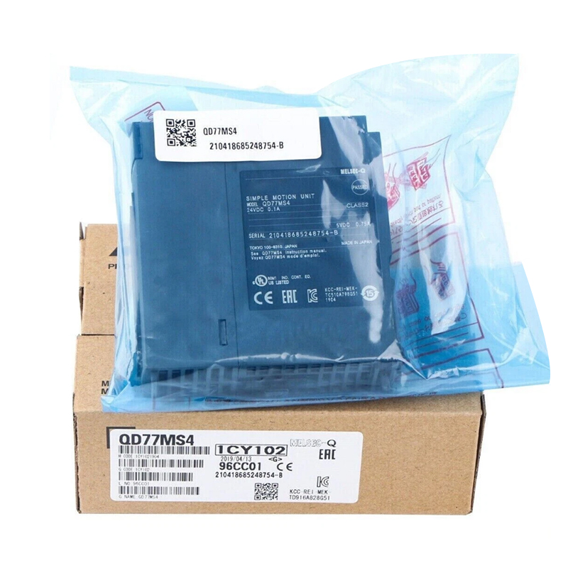 وحدة حركة بسيطة أصلية جديدة من سلسلة MELSEC‑Q طراز QD77MS4، تحكم في 4 محاور عبر واجهة SSCNETⅢ/H، زمن دورة 0.88 مللي ثانية. تدعم التداخل الخطي والدائري، والتحكم بالكامة والتحكم المتزامن، ونسخ احتياطي بدون بطارية.