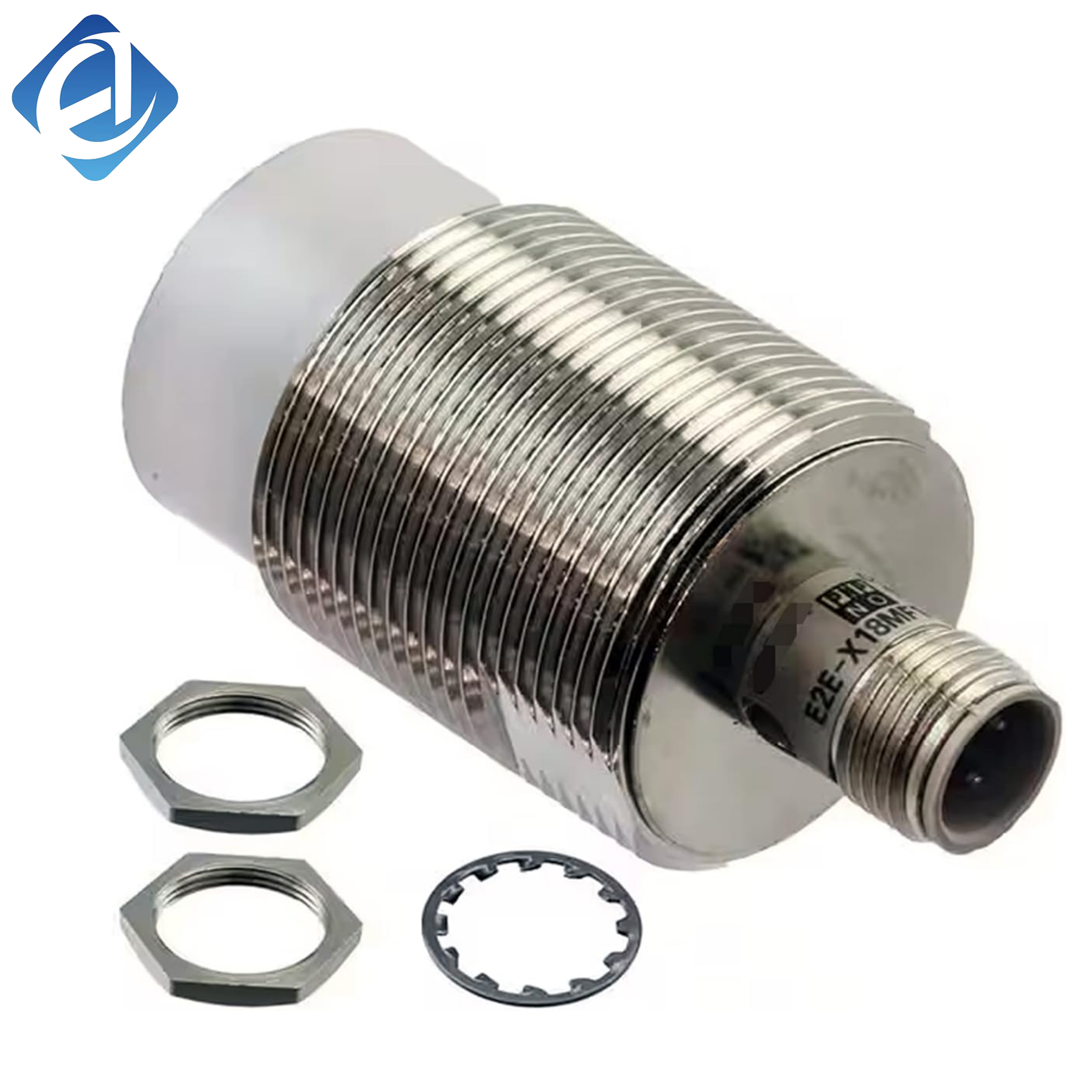 New Original E2E-X18MF1-M1 Omron E2E Series Inductive Proximity Sensor, used for metal object detection, limit positioning and workpiece counting in industrial automation.