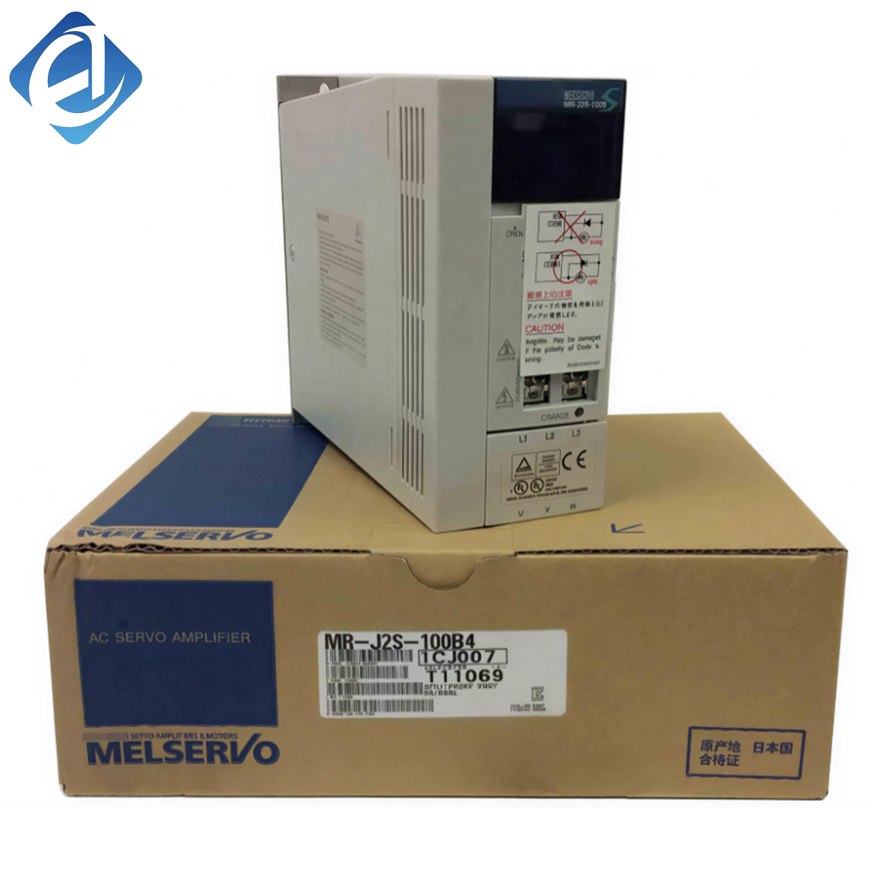 New Original MR-J2S-100B4 MELSERVO-J2S series servo drive, 1.0kW, 400V grade. It provides high-precision positioning, rapid response and stable torque control. Built with comprehensive protective functions
