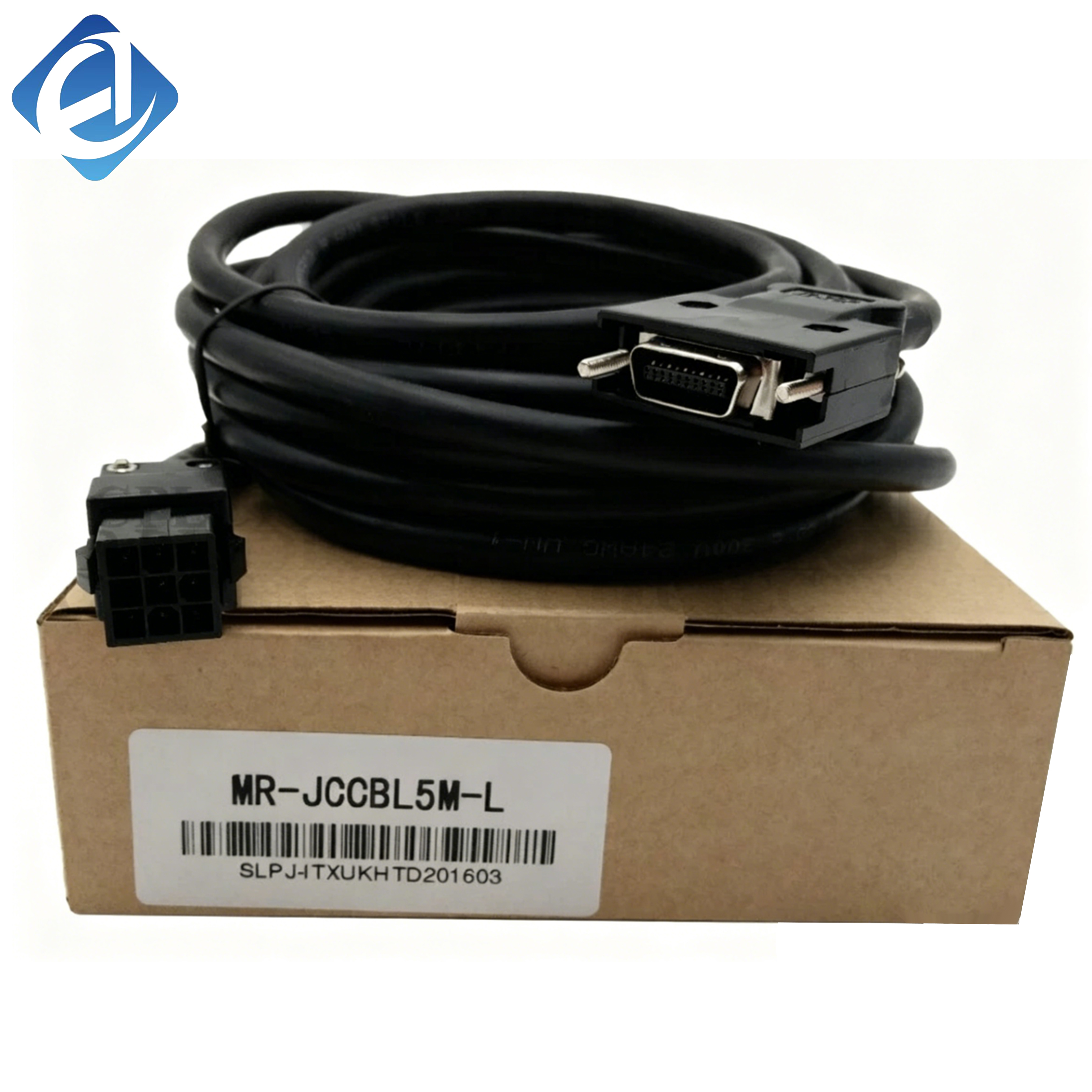 New Original MR-JCCBL5M-L MR-J3 series servo encoder cable with 5m length. It transmits encoder feedback signals stably between servo motor and driver. Adopts shielding design, wear resistance 