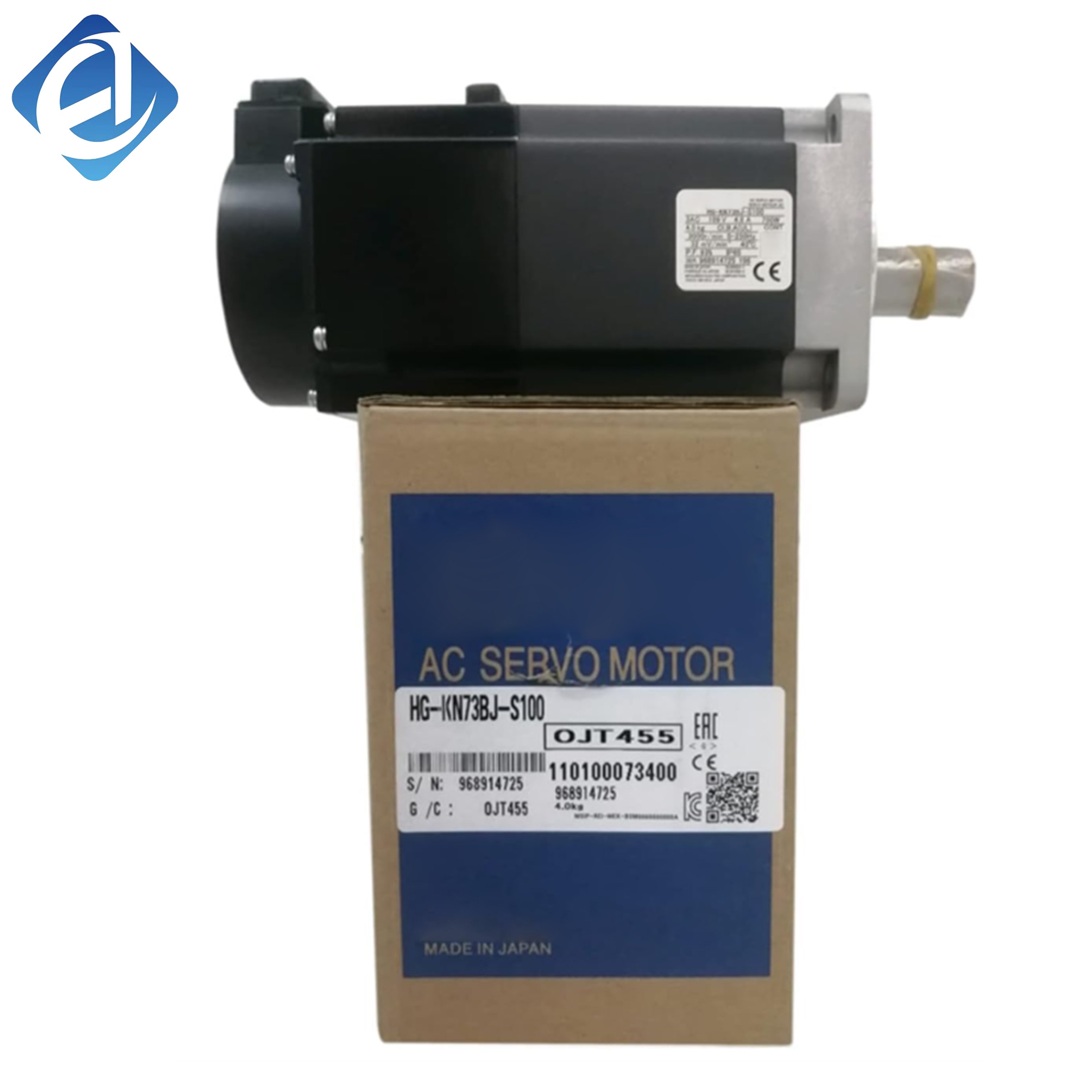 New Original HG-KN73BJ-S100 HG-KN series 750W low inertia servo motor with brake and key shaft. Matches MR-JN servo drive, offering high-precision positioning, smooth operation and fast dynamic response.Built-in brake ensures load holding