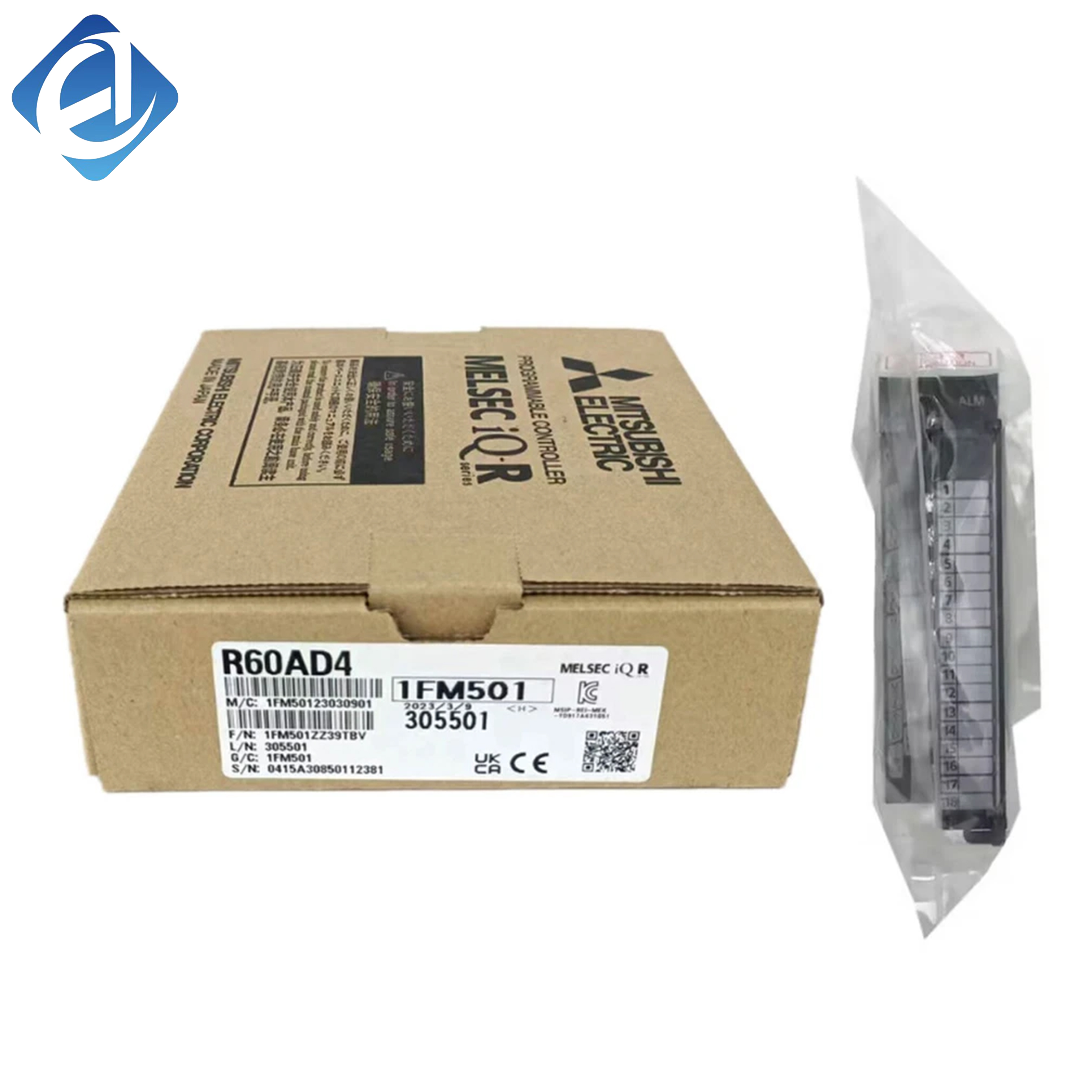 New Original R60AD4 MELSEC-iQ-R series analog input module. Equipped with 4 analog input channels for voltage and current signal collection. It features high conversion accuracy, noise resistance 