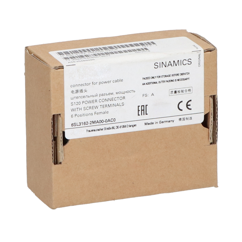 Uus originaalne 6SL3162-2MA00-0AC0 SINAMICS mootorijuhtimise pidurdusresistori ühendus. Turvaline pidurdusenergia ühendus, usaldusväärne isoleerimisomadus, stabiilne juhtmete ühendus, sobib tööstusliku liikumisjuhtimise servoinvertorite pidurdusüksustega