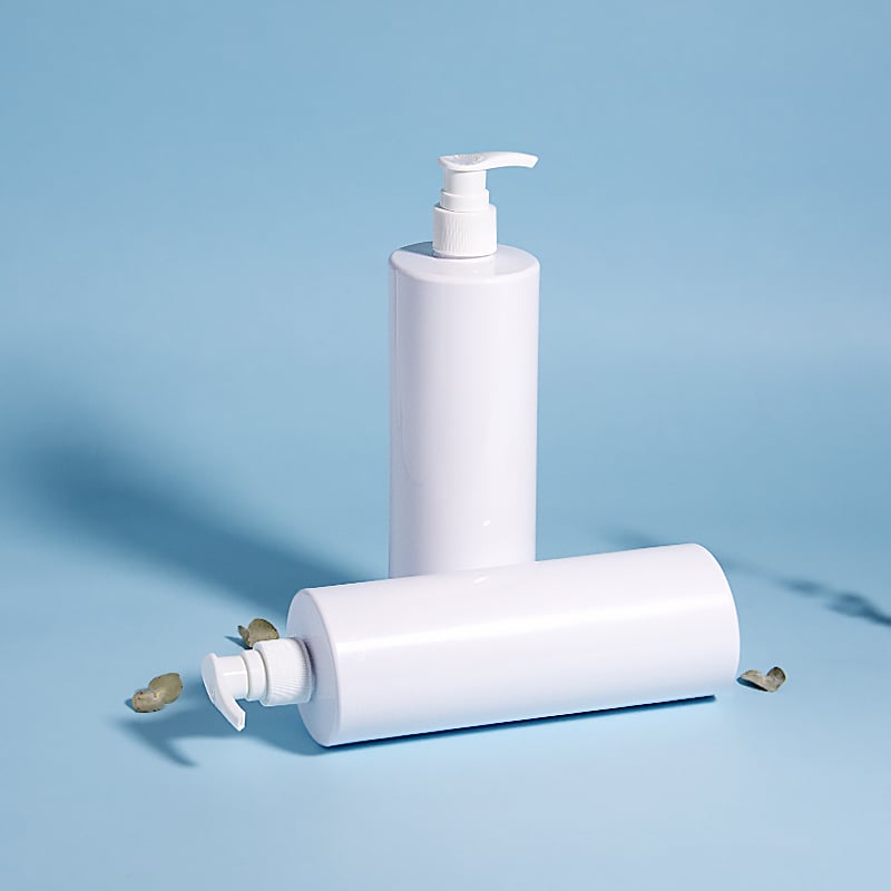 flacone tondo in PET da 500 ml con pompa per lozioni e pompa in PP per imballaggio di shampoo e prodotti per la cura del corpo