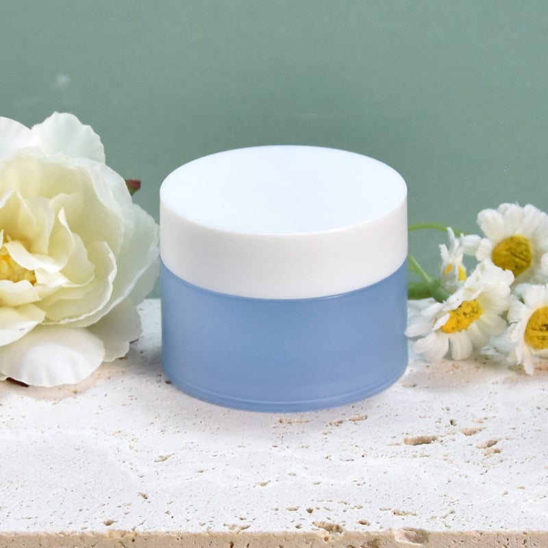 Vasetti cosmetici per rossetto blu opaco da fabbrica con coperchio, in materiale PP da 20 ml