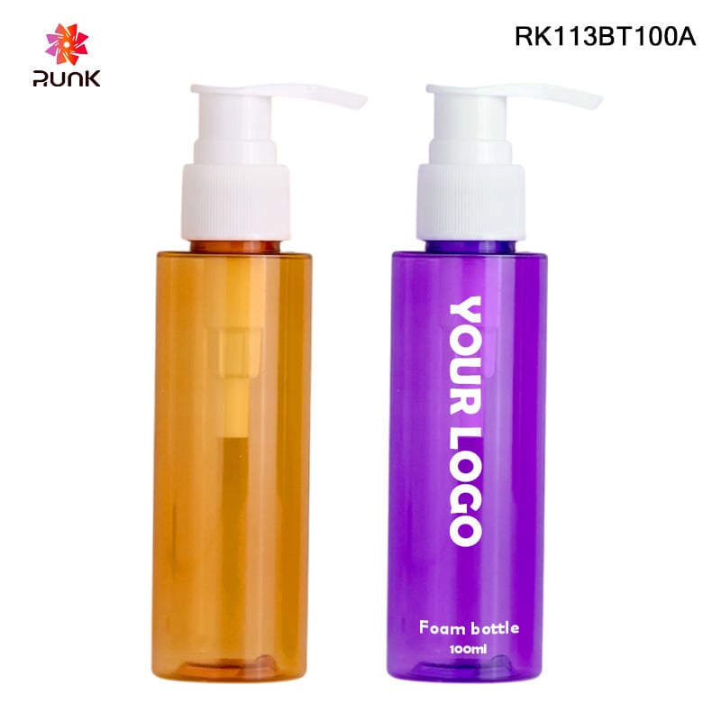 Flacone con pompa trasparente da 80 ml per olio struccante con stampa serigrafica trasparente
