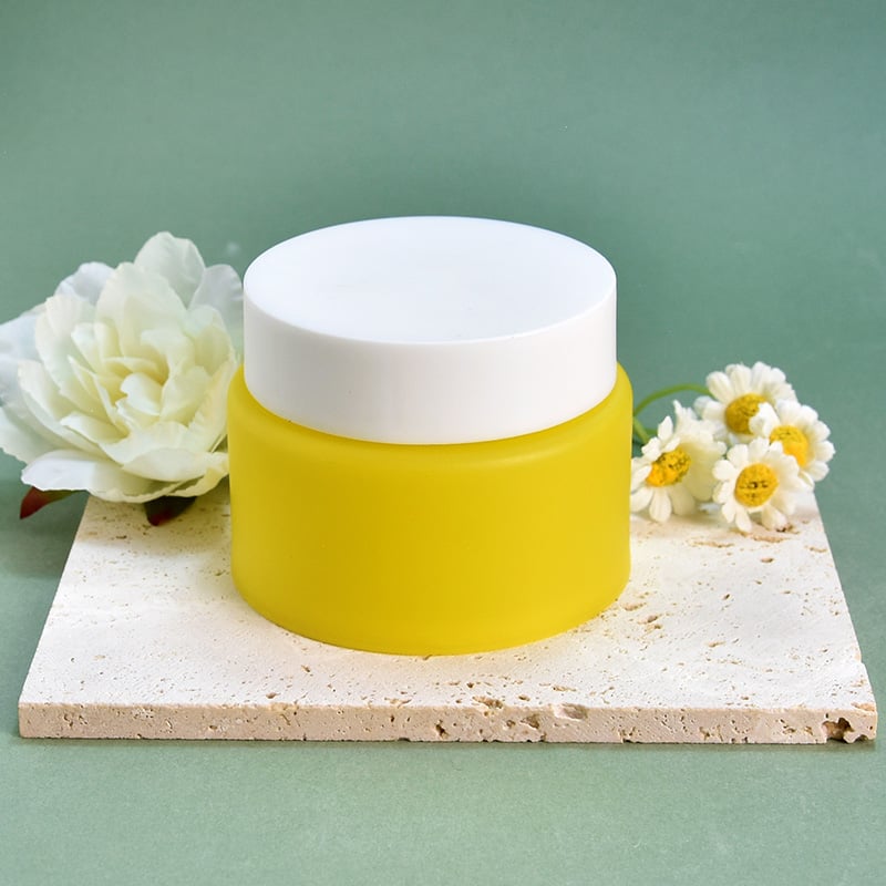 Fornitore di vasetti cosmetici vuoti da fabbrica, vasetto rotondo in polipropilene giallo per prodotti per la cura della pelle