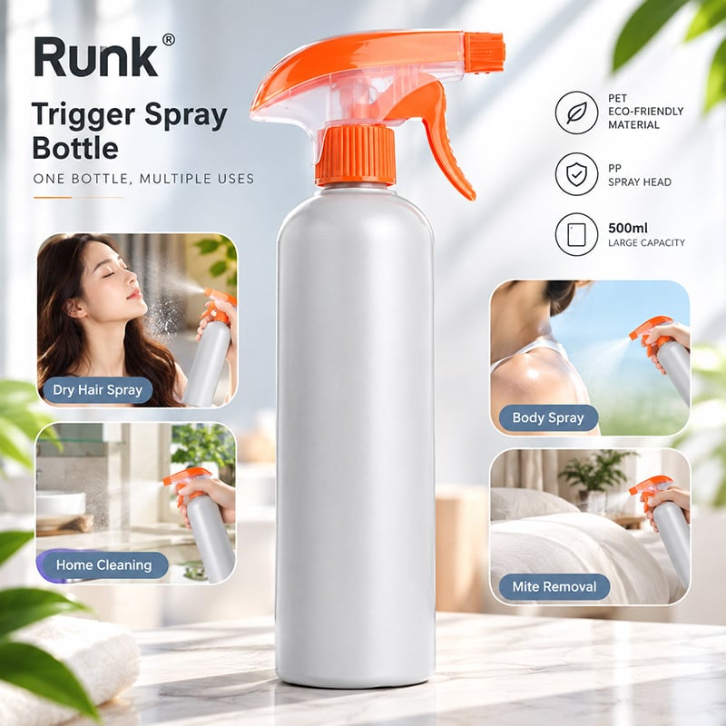 ODM Household Cleaning 500ml Cylindrical PET Trigger Spray Bottle Mist 