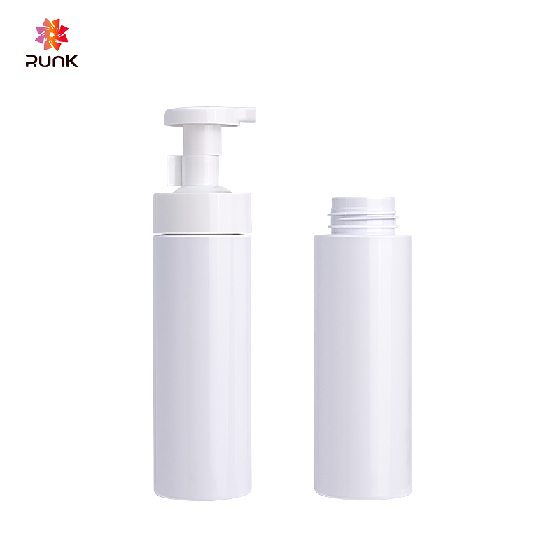 Bottiglie cosmetiche bianco puro da 350 ml in PET per cura della pelle con collo lungo